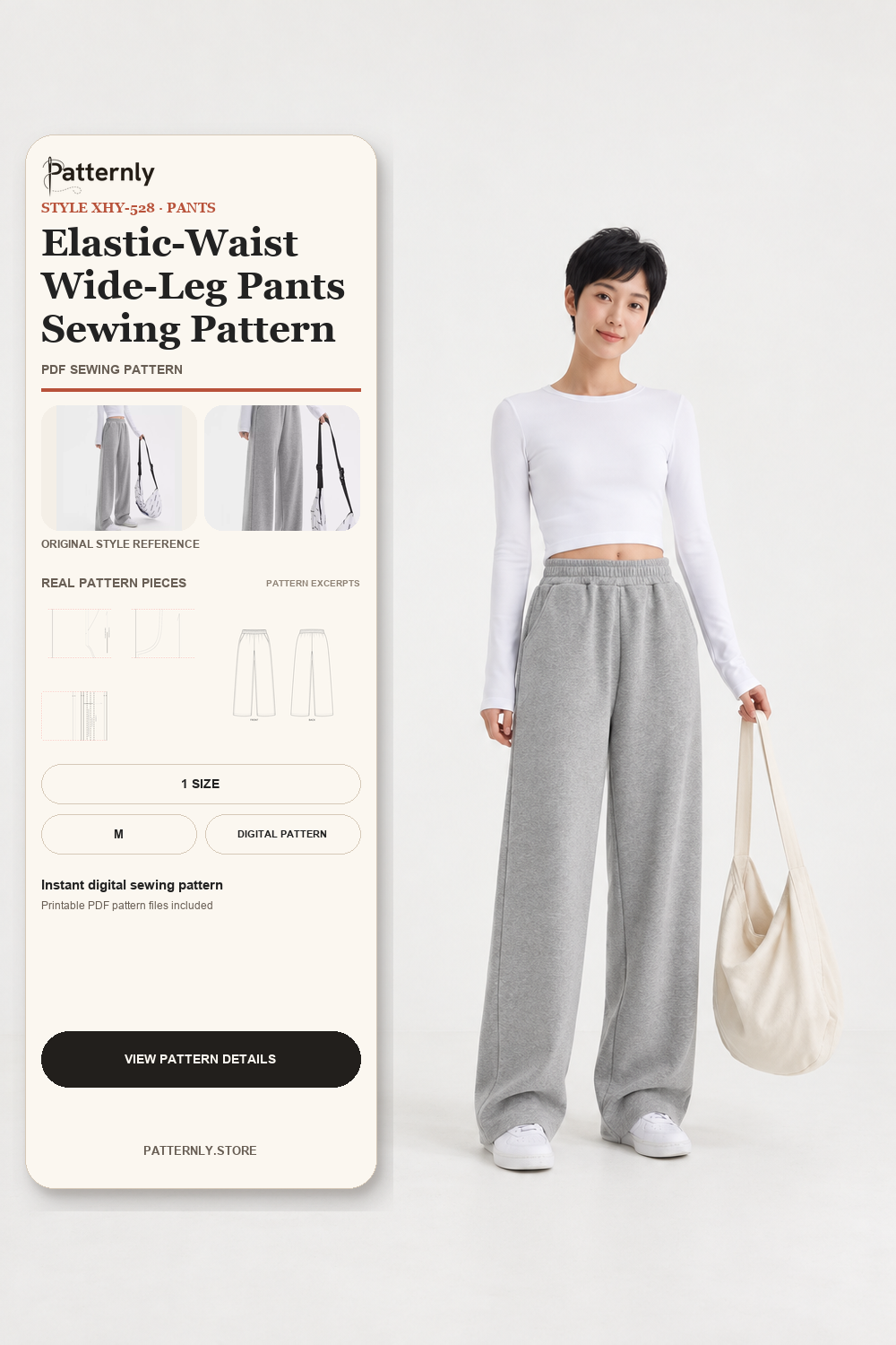 Elastic-Waist Wide-Leg Pants Sewing Pattern cover