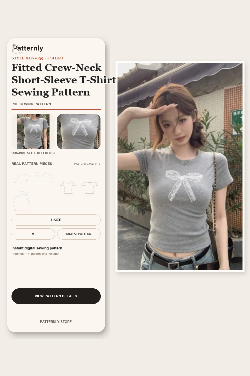 Fitted Crew-Neck Short-Sleeve T-Shirt Sewing Pattern cover