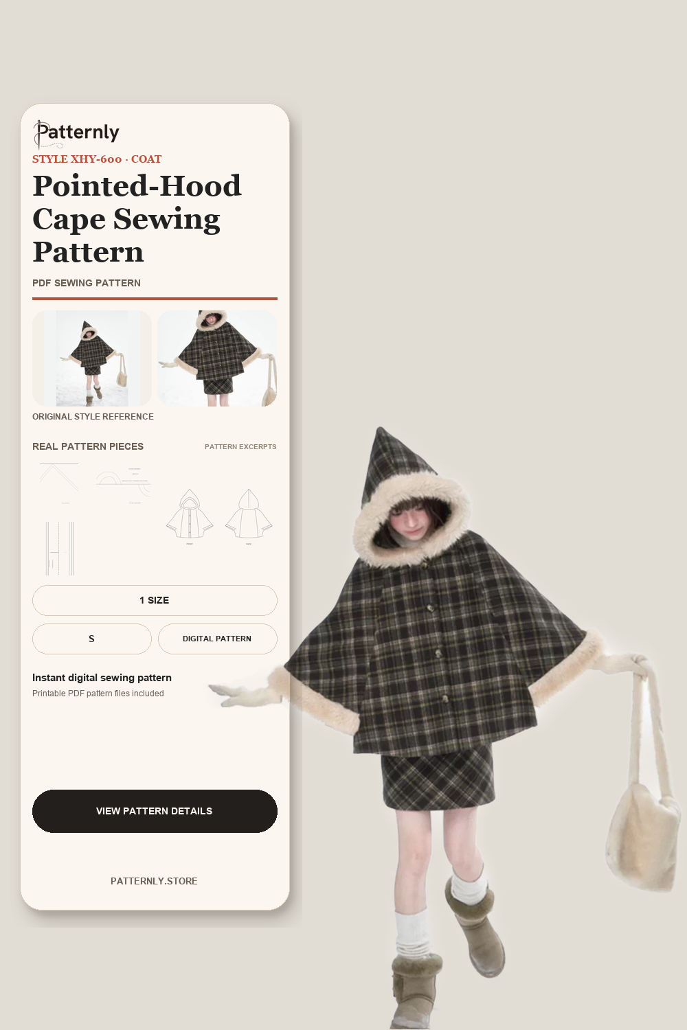 Pointed-Hood Cape Sewing Pattern cover