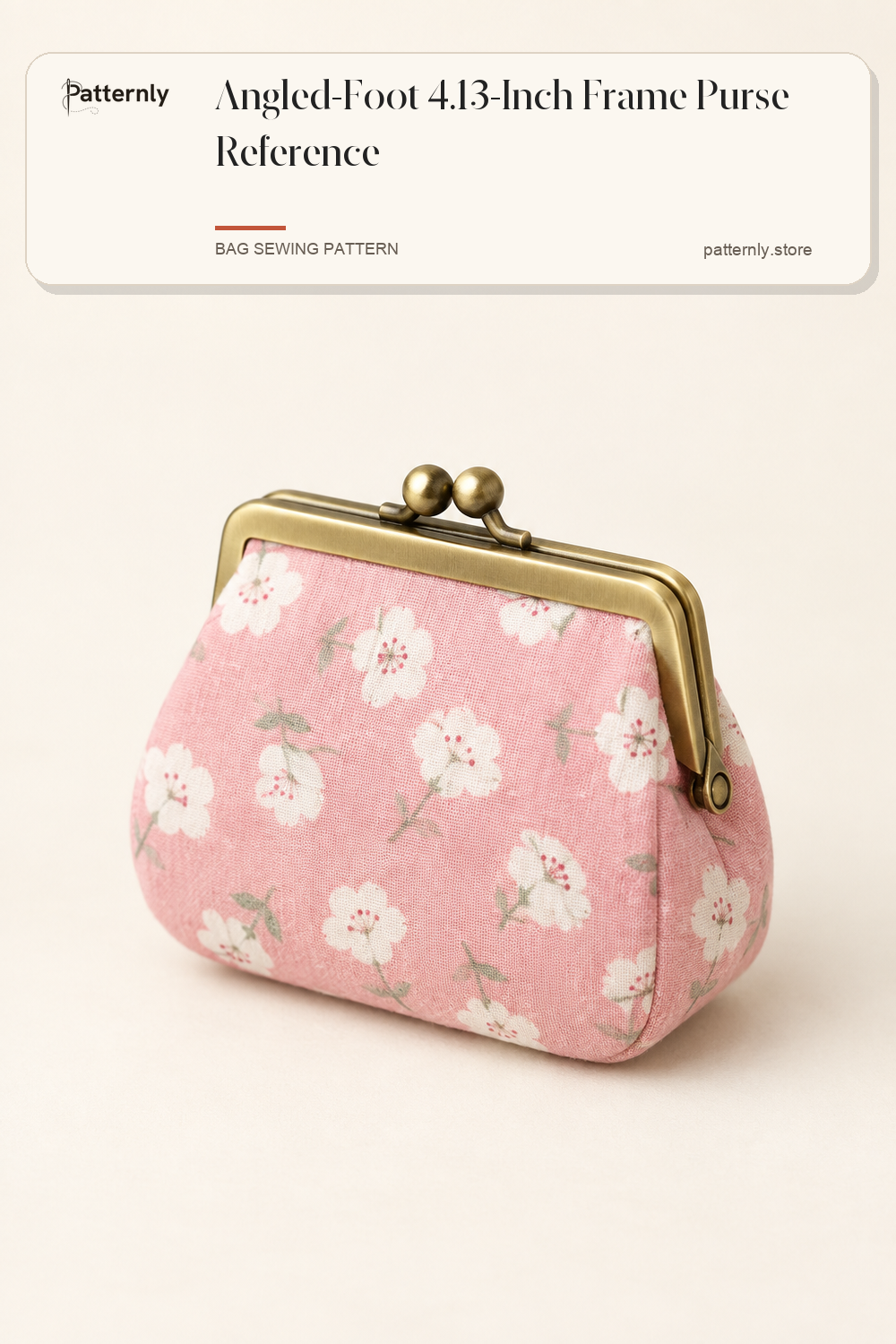 Angled-Foot 4.13-Inch Frame Purse Reference — finished bag sewing pattern preview