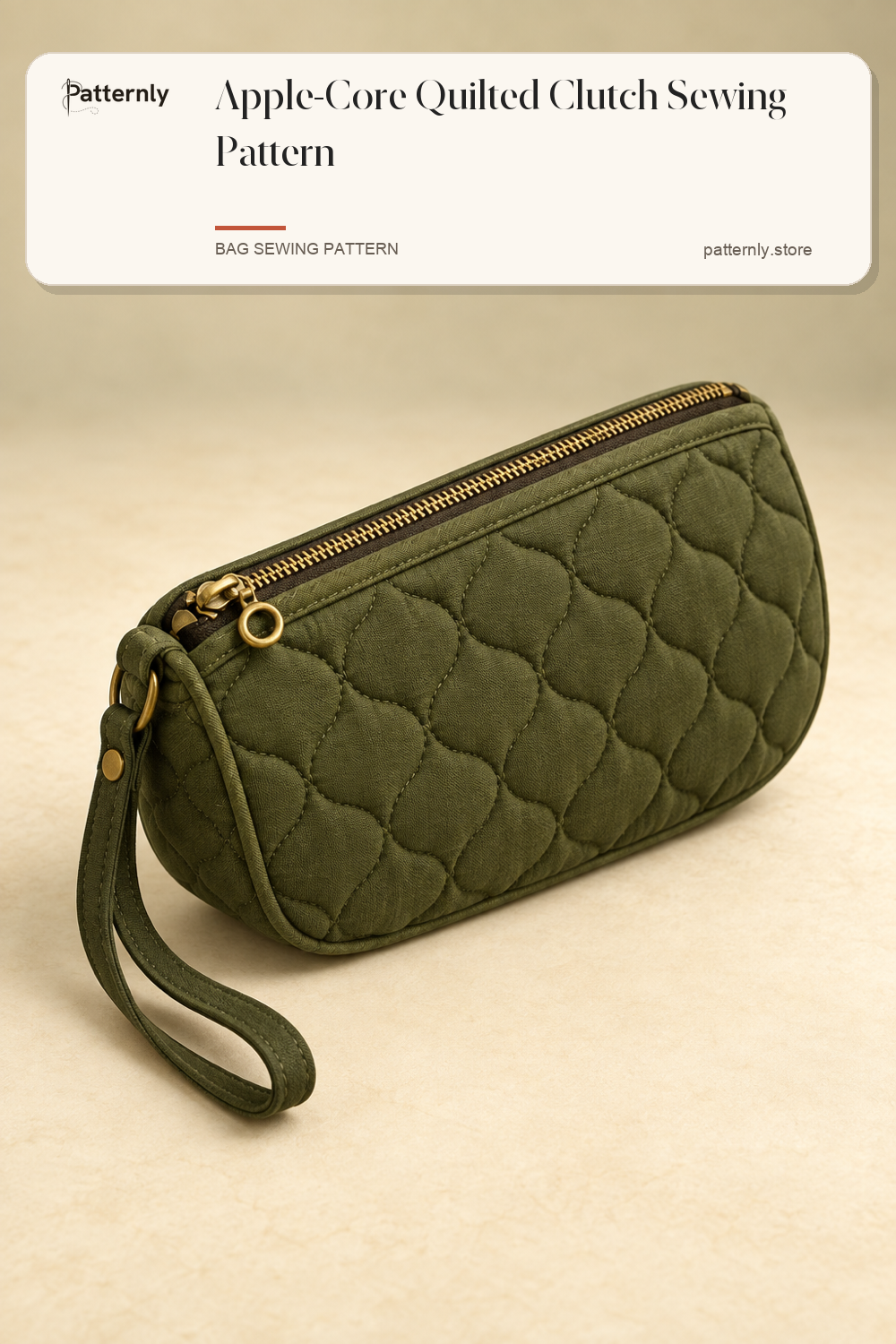 Apple-Core Quilted Clutch Sewing Pattern — finished bag sewing pattern preview
