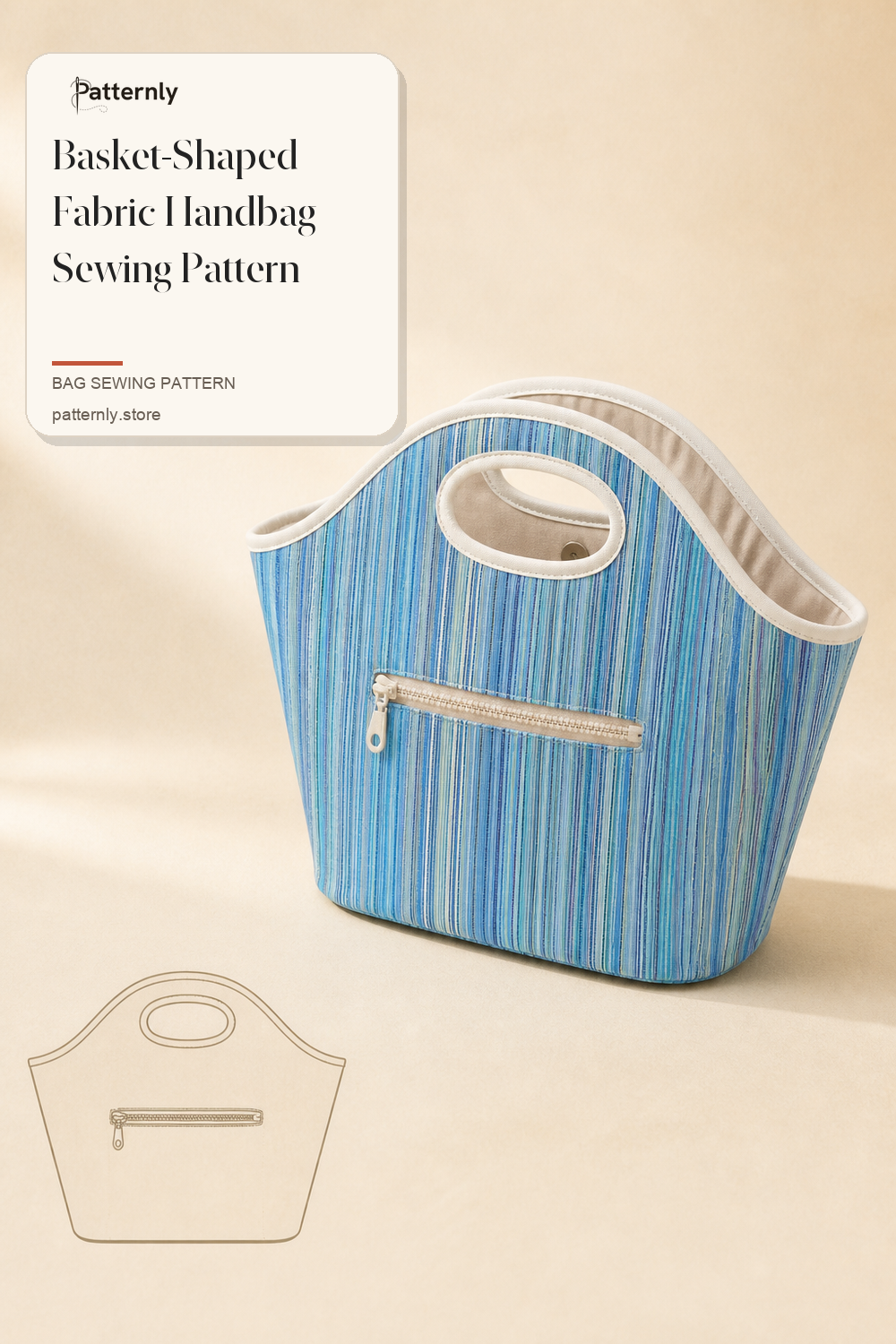 Basket-Shaped Fabric Handbag Sewing Pattern cover
