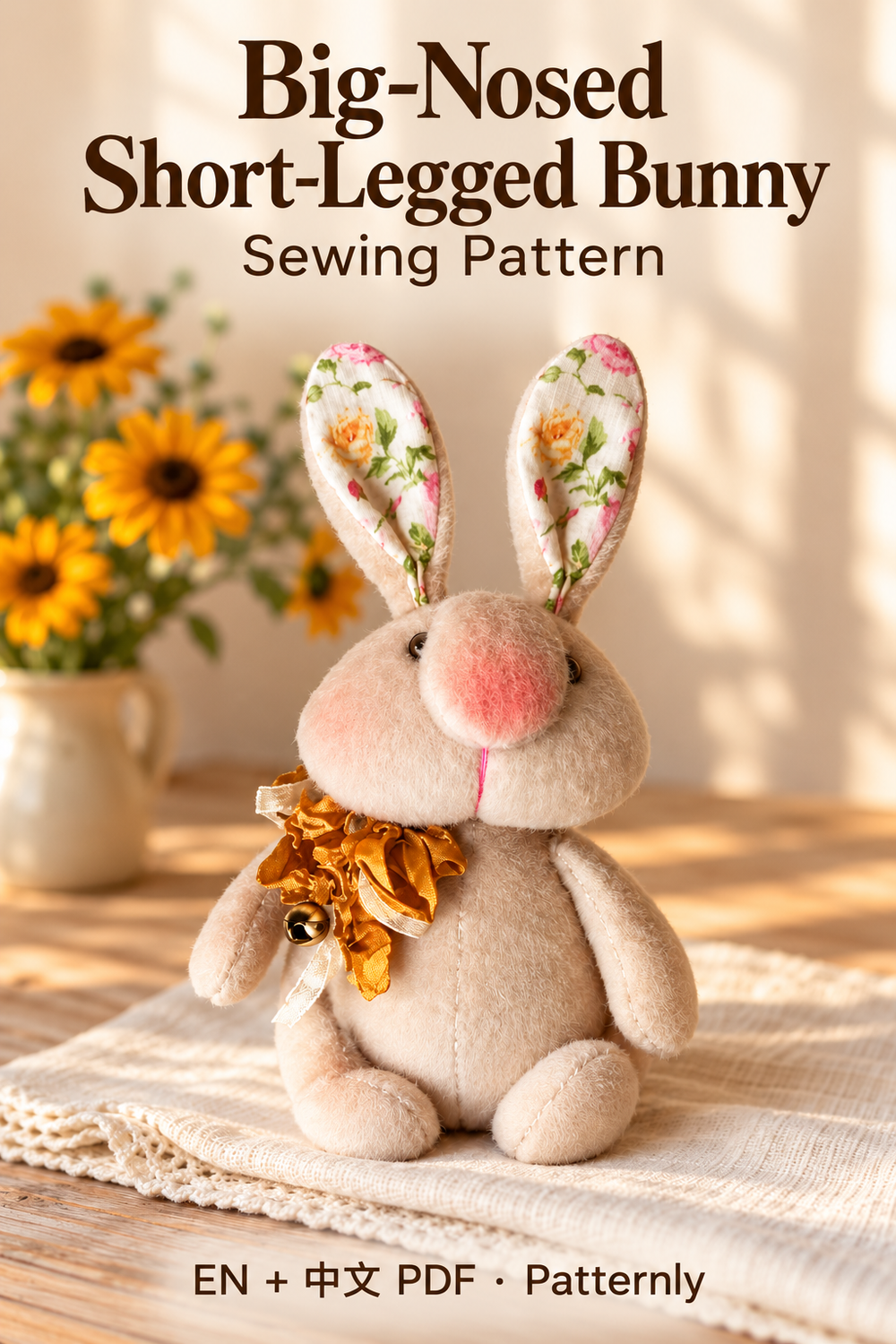 Big-Nosed Short-Legged Bunny Sewing Pattern cover