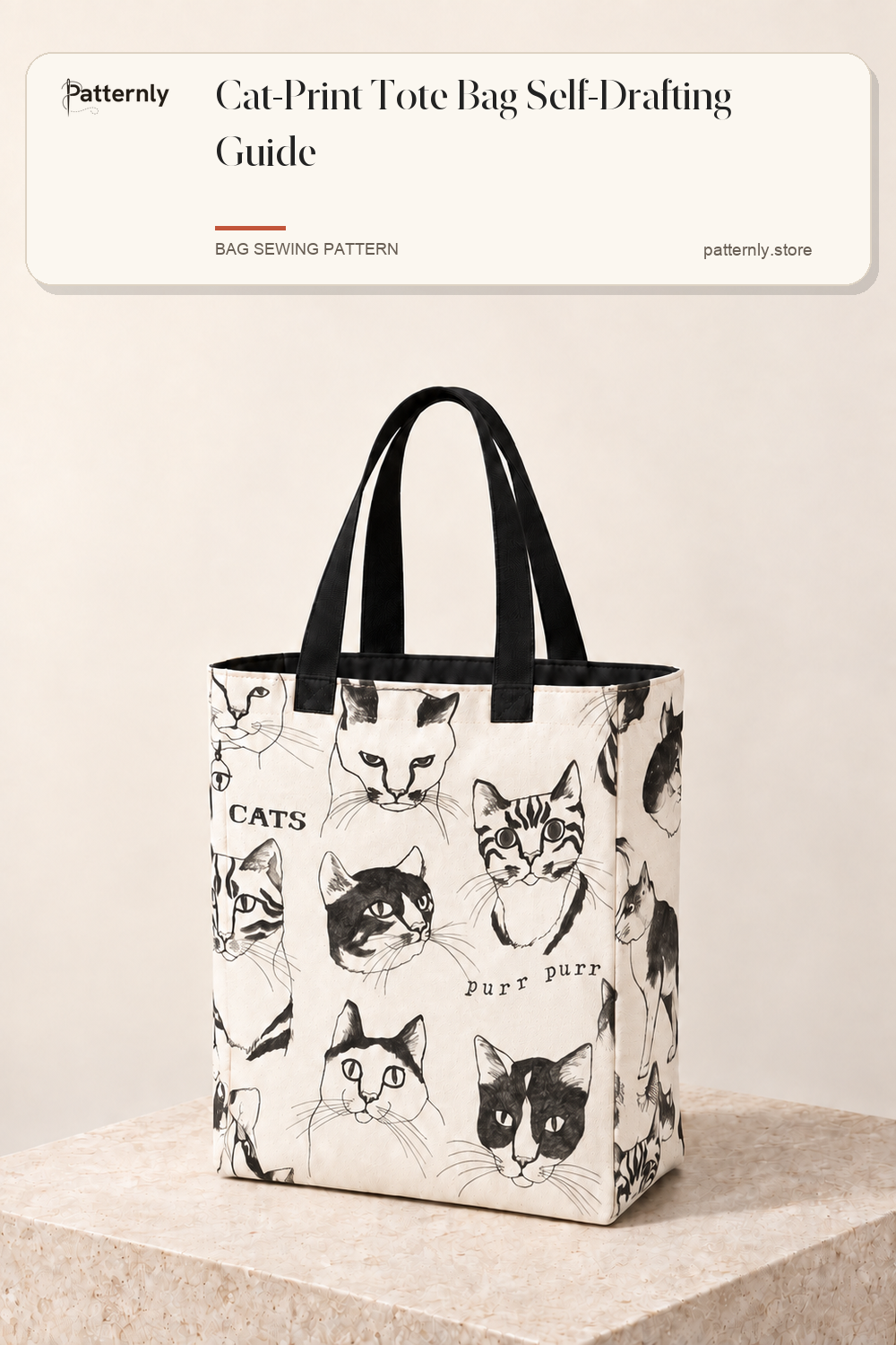 Cat-Print Tote Bag Self-Drafting Guide cover