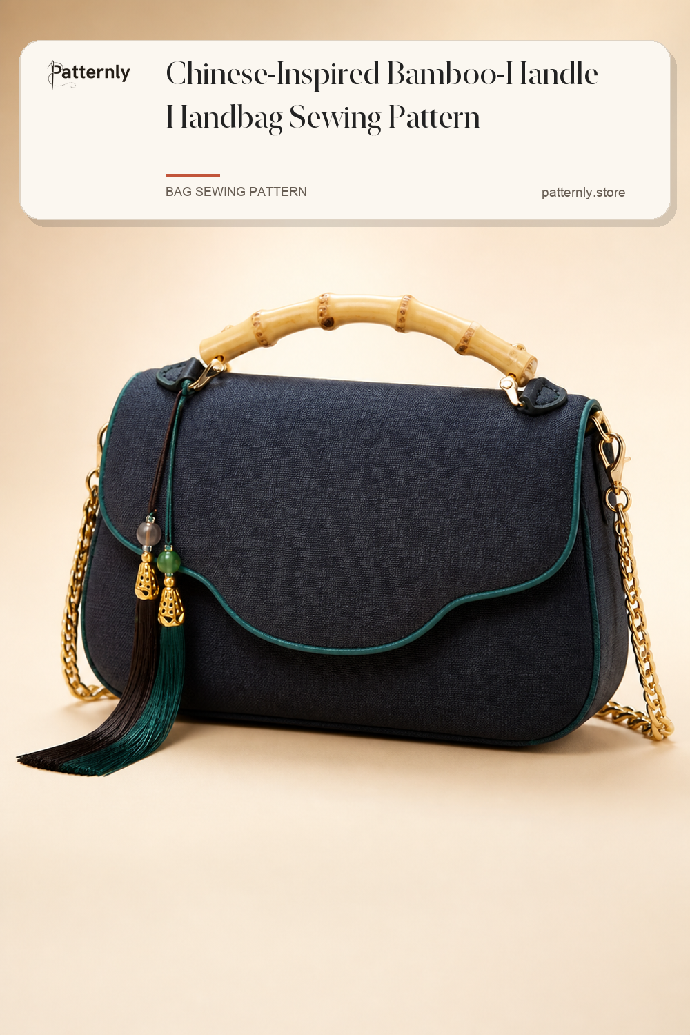 Chinese-Inspired Bamboo-Handle Handbag Sewing Pattern cover