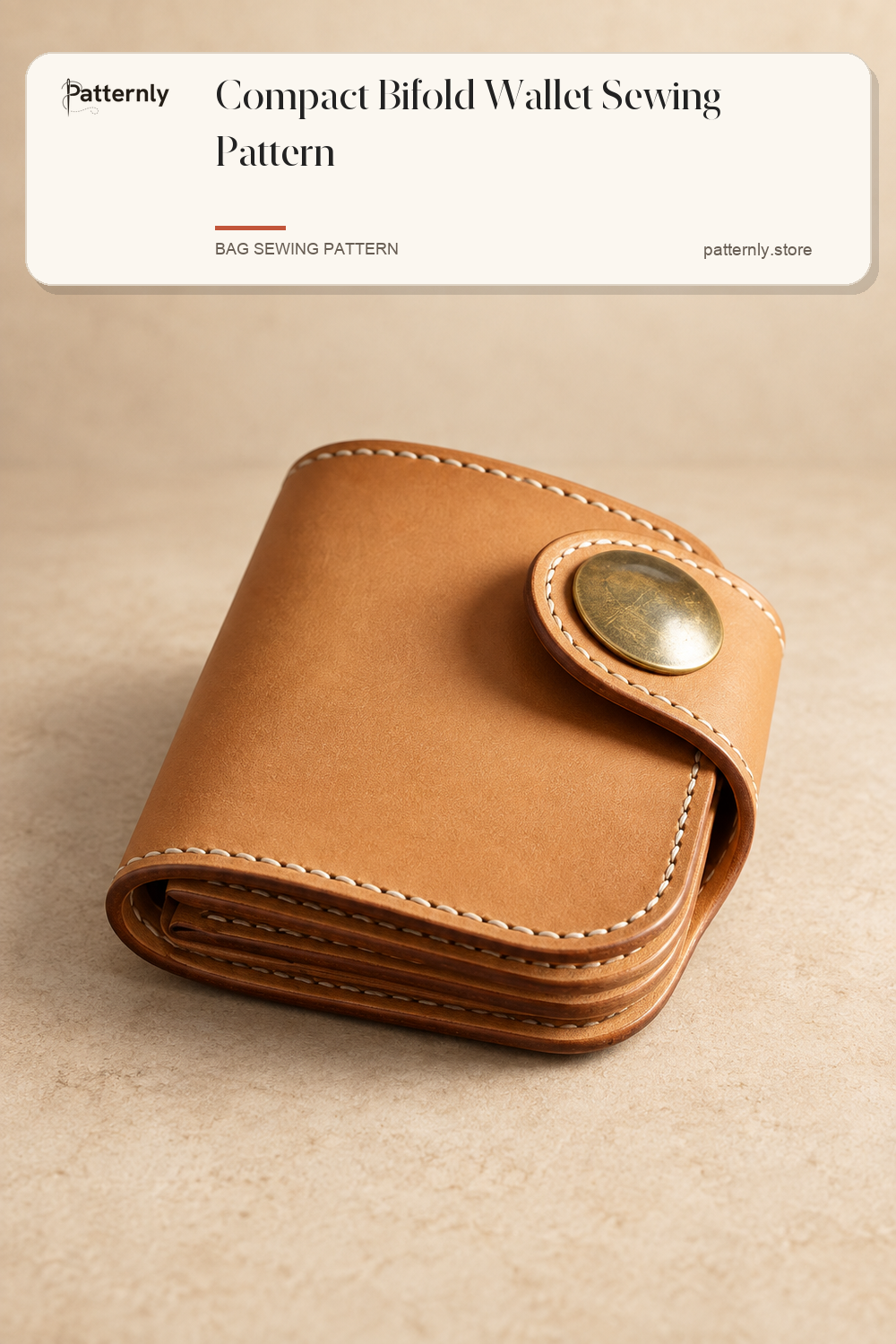 Compact Bifold Wallet Sewing Pattern — finished leather accessory sewing pattern preview