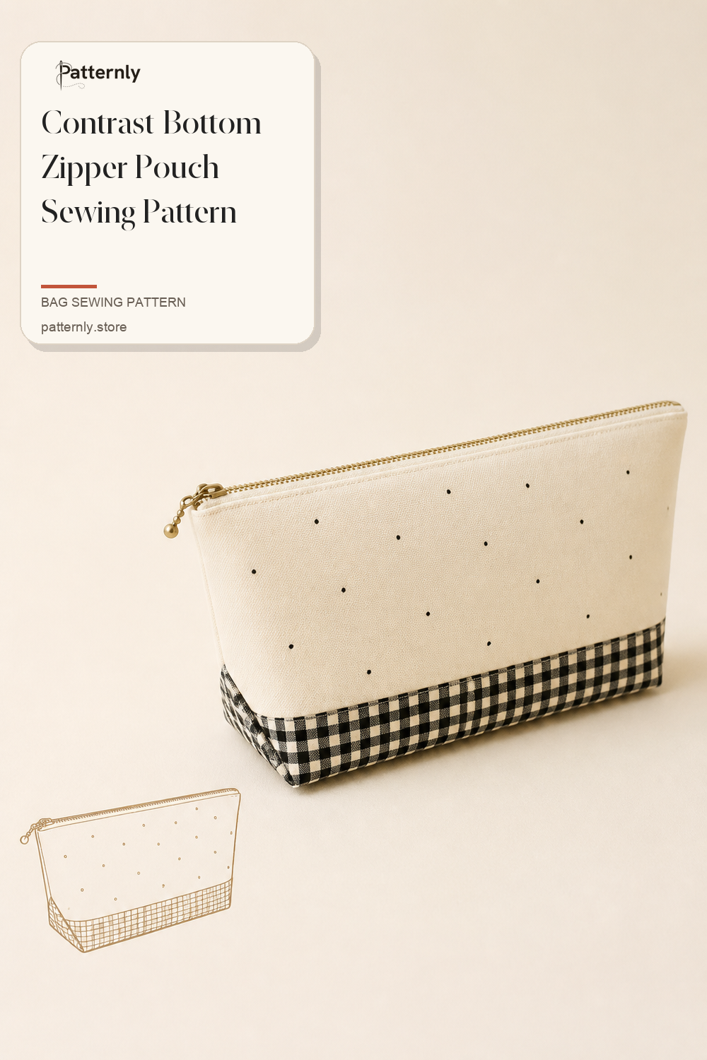 Contrast-Bottom Zipper Pouch Sewing Pattern cover