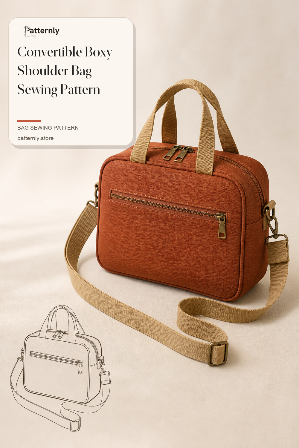 Convertible Boxy Shoulder Bag Sewing Pattern cover