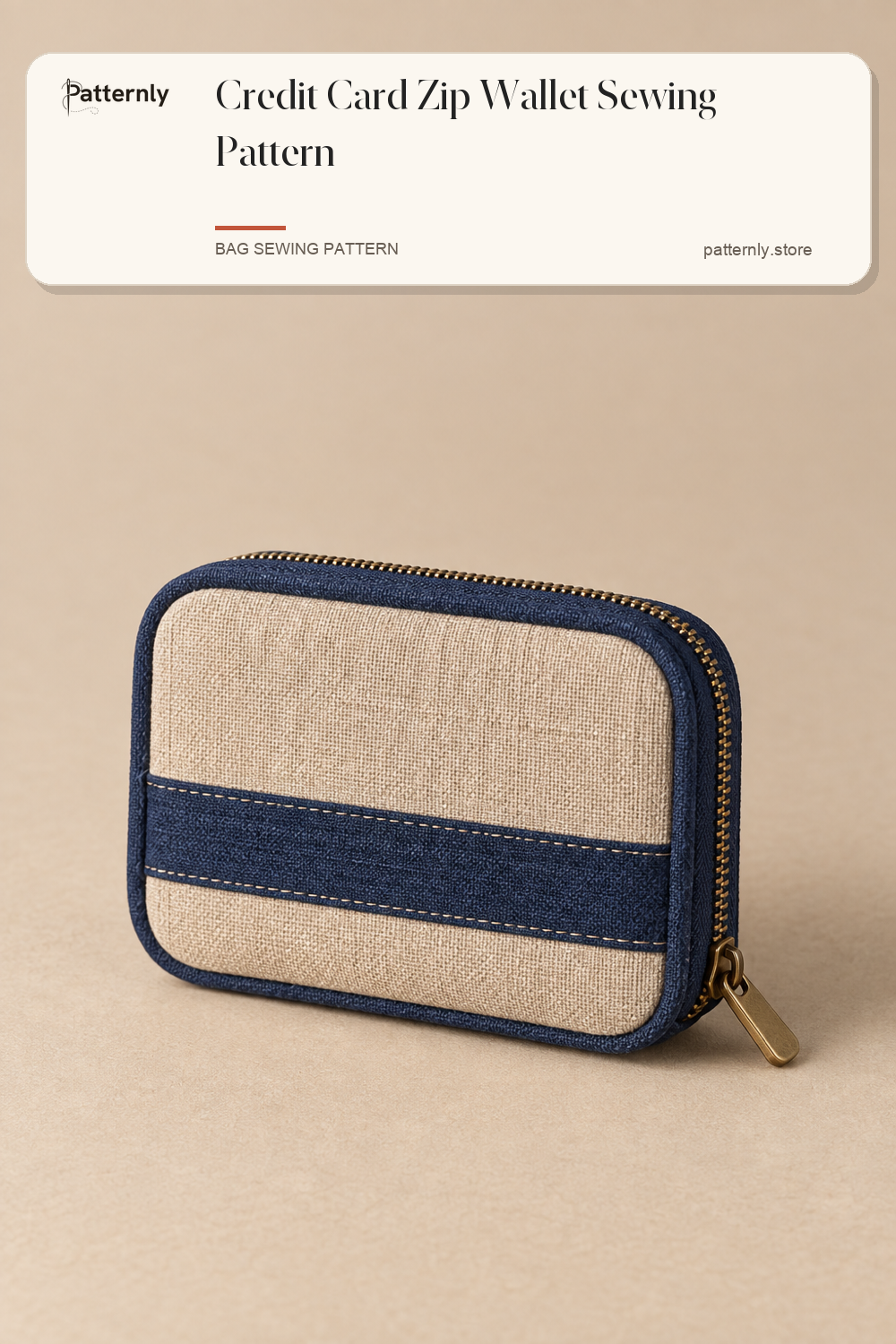 Credit Card Zip Wallet Sewing Pattern — finished bag sewing pattern preview