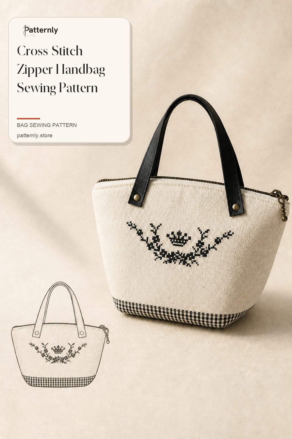 Cross-Stitch Zipper Handbag Sewing Pattern cover