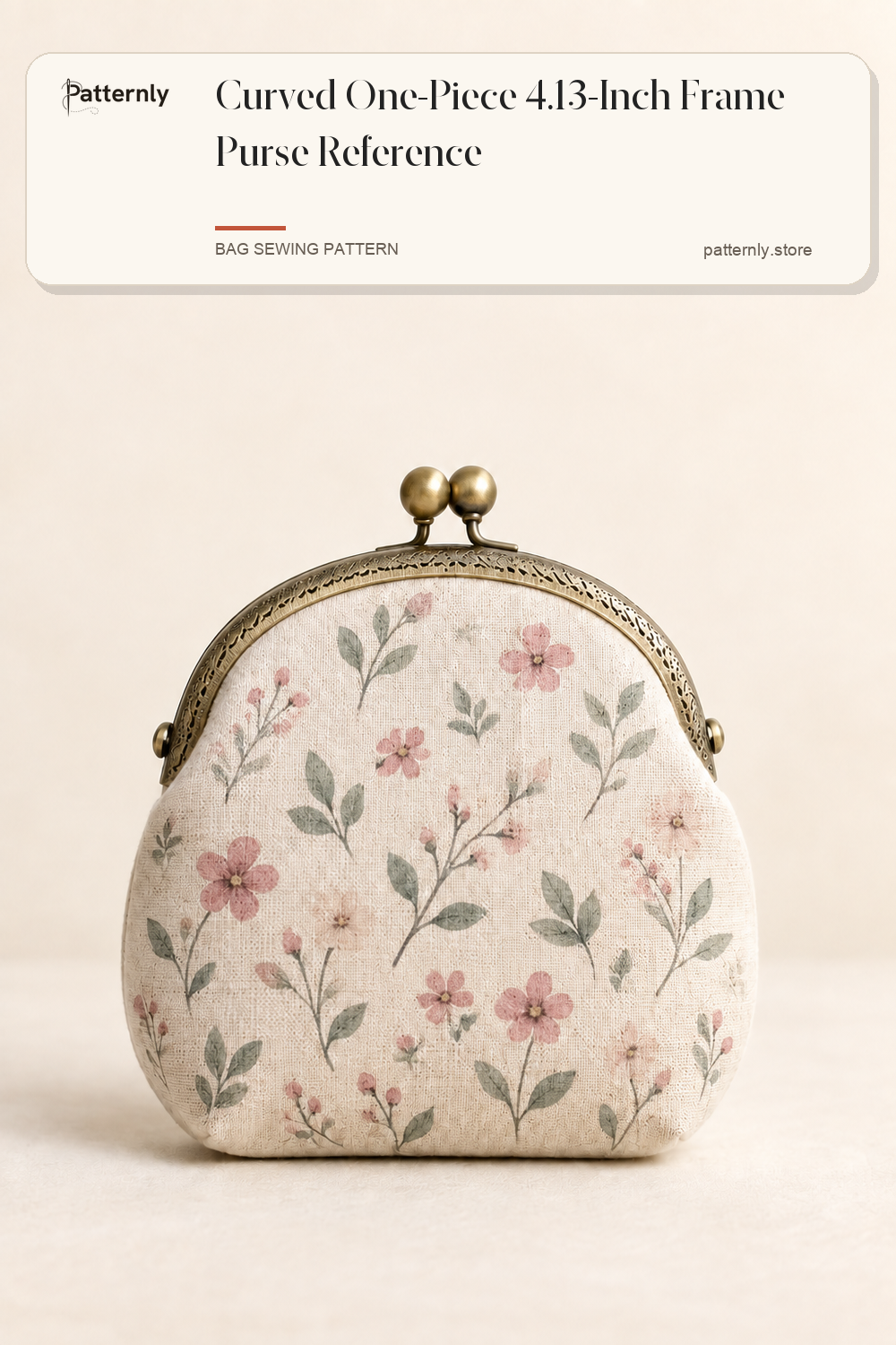 Curved One-Piece 4.13-Inch Frame Purse Reference — finished bag sewing pattern preview