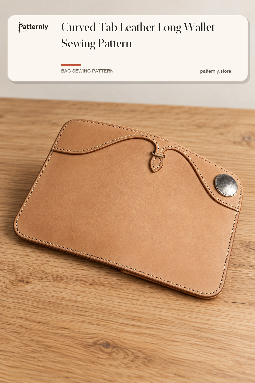 Curved-Tab Leather Long Wallet Sewing Pattern cover