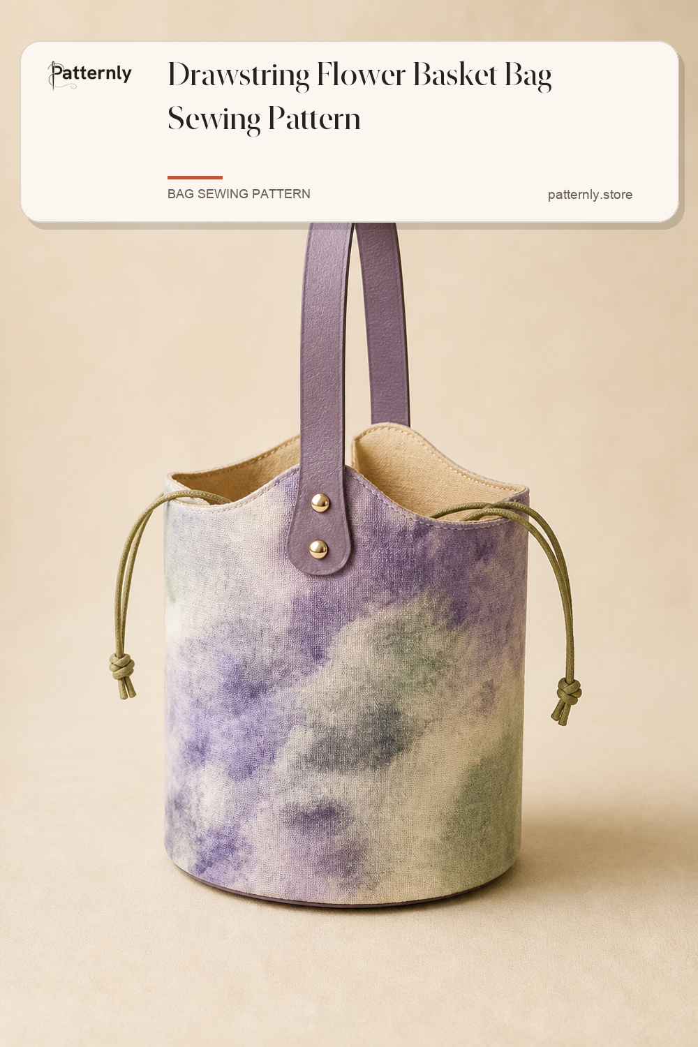 Drawstring Flower Basket Bag Sewing Pattern cover