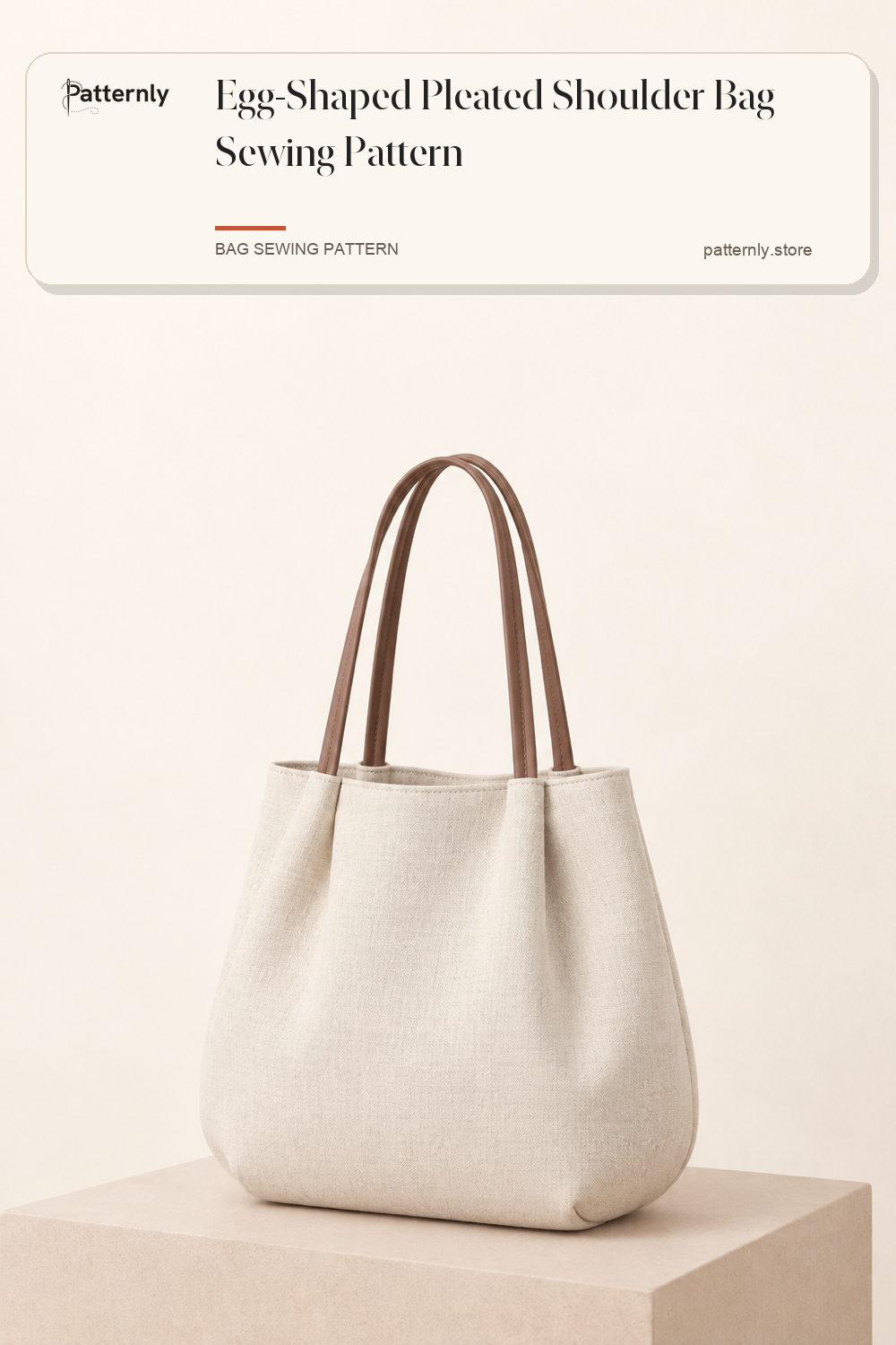 Egg-Shaped Pleated Shoulder Bag Sewing Pattern — finished bag sewing pattern preview