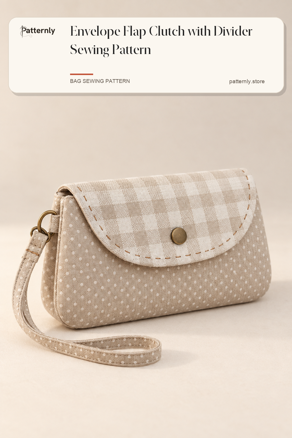 Envelope Flap Clutch with Divider Sewing Pattern — finished bag sewing pattern preview
