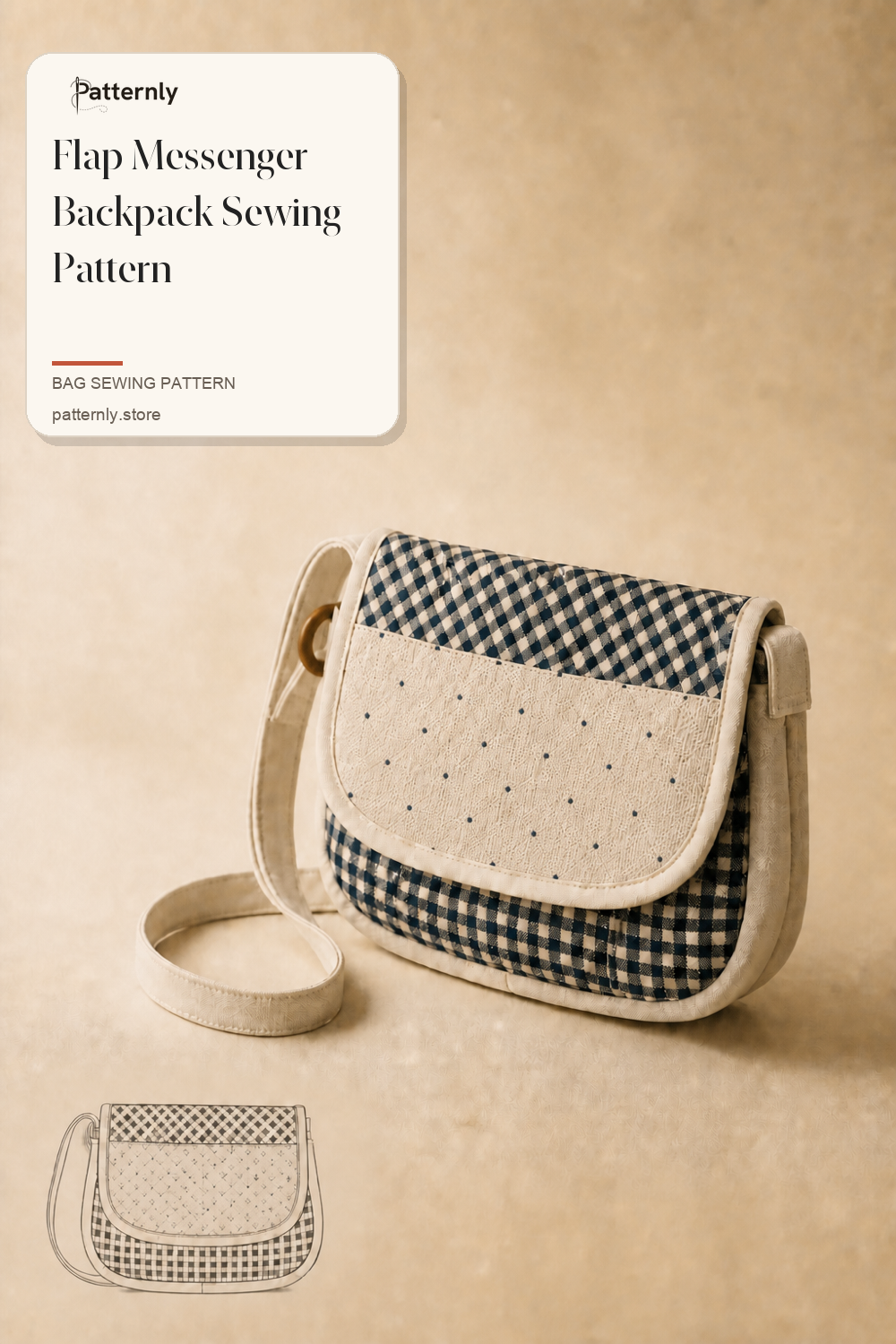 Flap Messenger Backpack Sewing Pattern cover