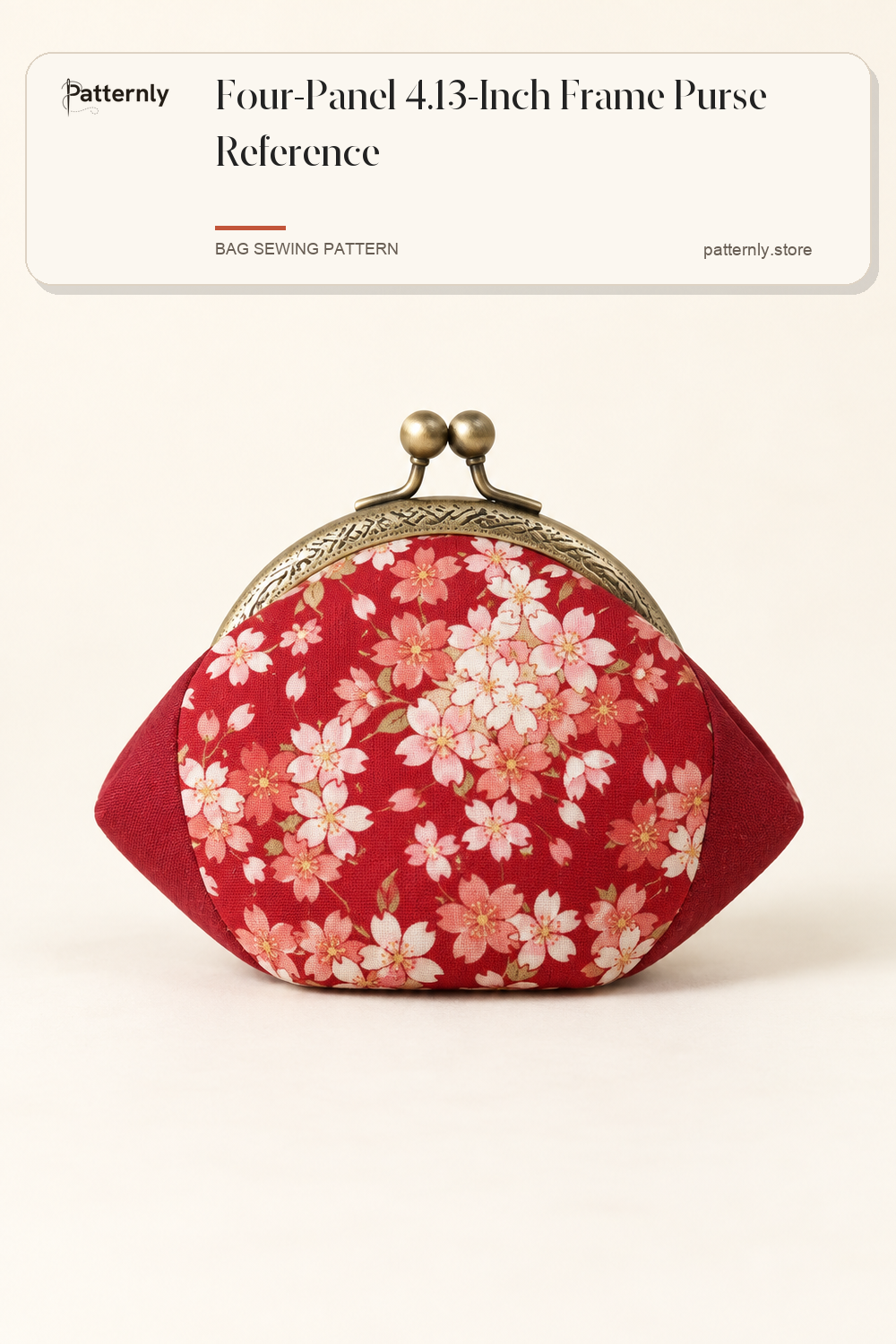 Four-Panel 4.13-Inch Frame Purse Reference — finished bag sewing pattern preview