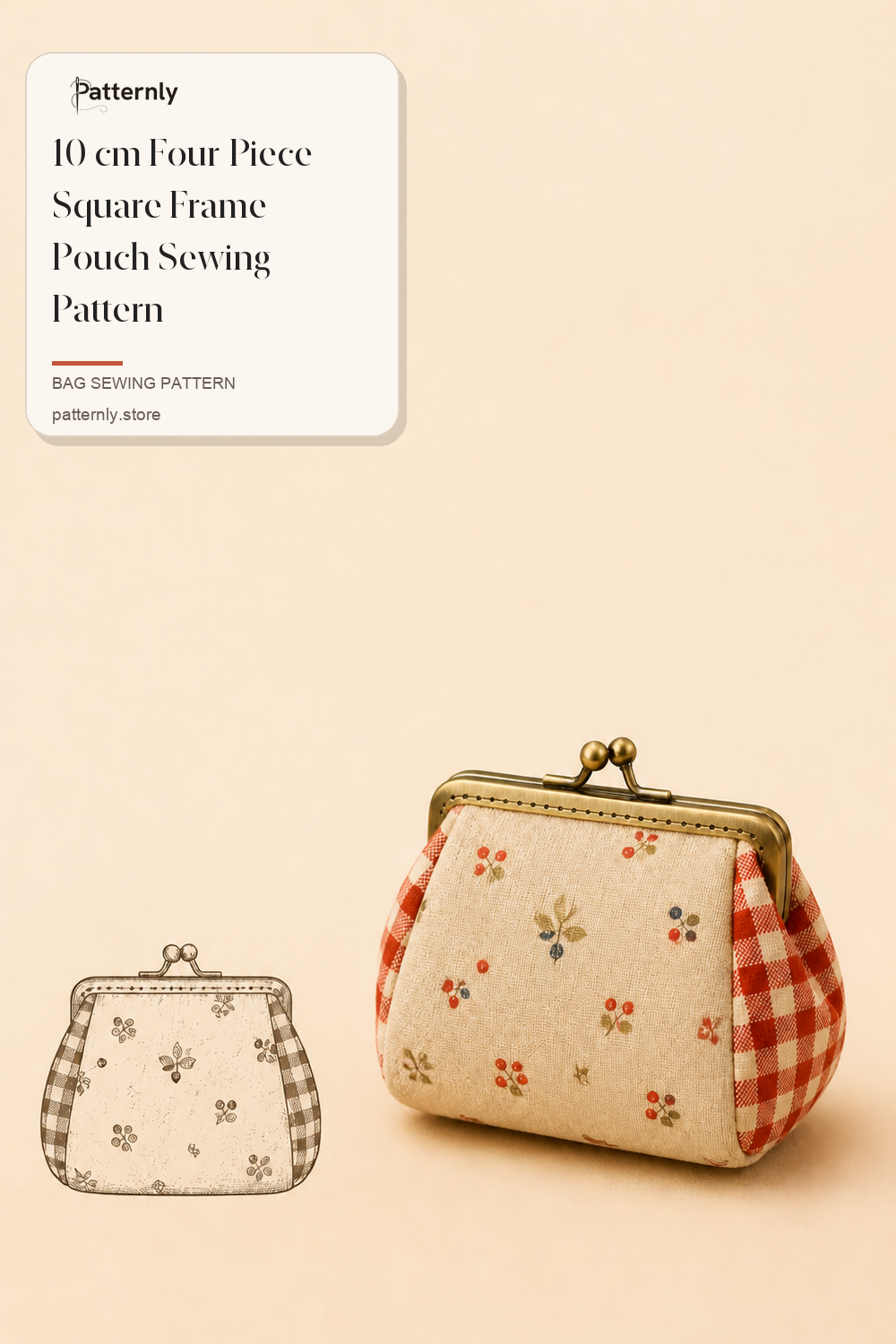 10 cm Four-Piece Square Frame Pouch Sewing Pattern cover