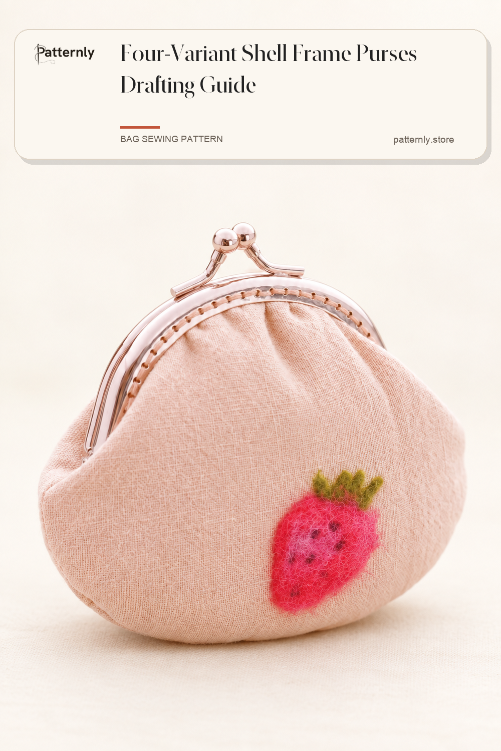 Four-Variant Shell Frame Purses Drafting Guide — finished bag sewing pattern preview