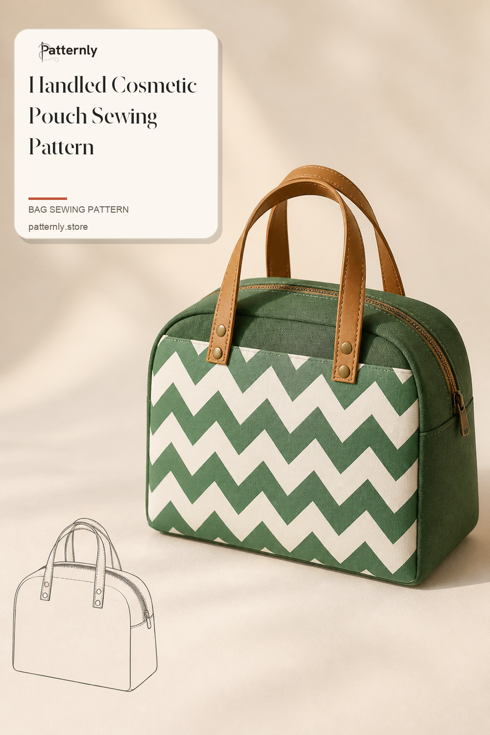 Handled Cosmetic Pouch Sewing Pattern cover