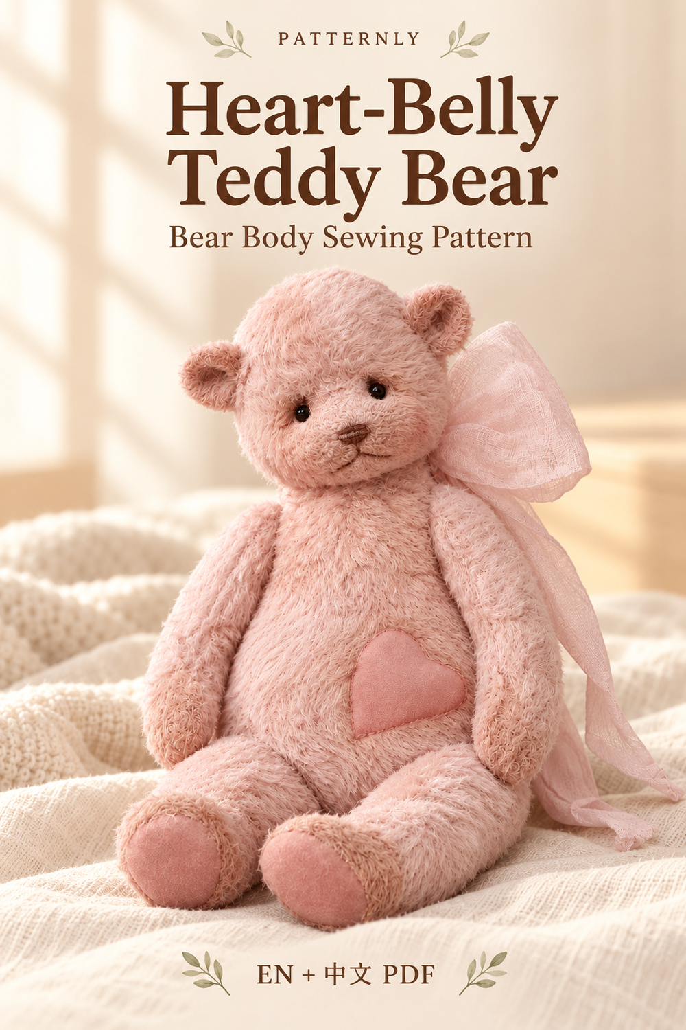 Heart-Belly Teddy Bear Sewing Pattern cover