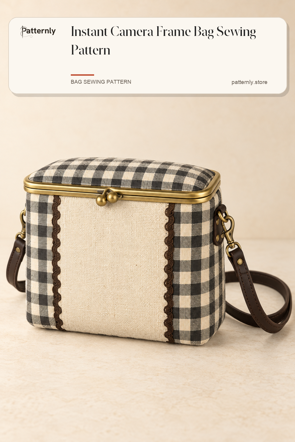 Instant Camera Frame Bag Sewing Pattern — finished bag sewing pattern preview