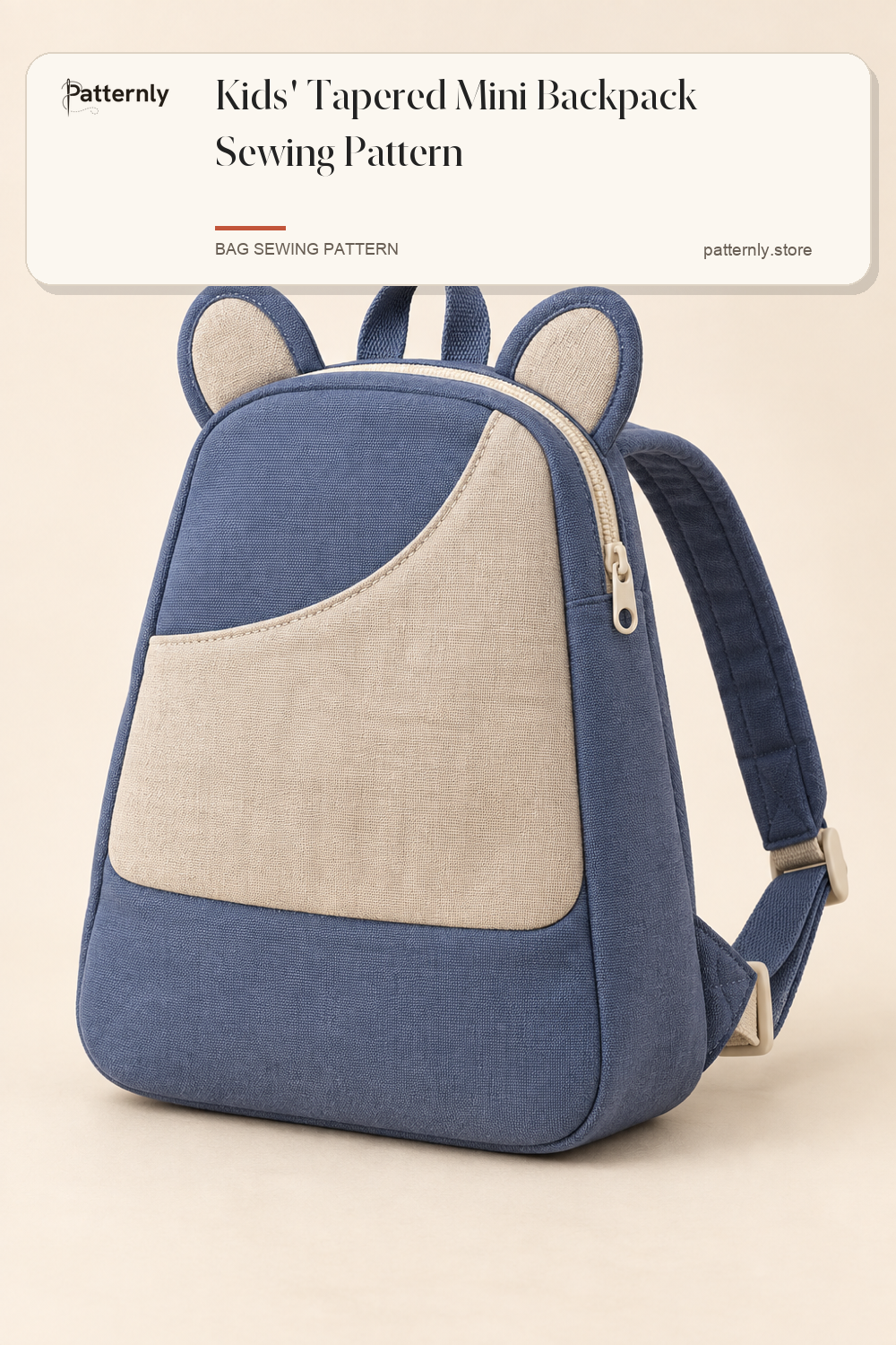 Kids' Tapered Mini Backpack Sewing Pattern — finished bag sewing pattern preview