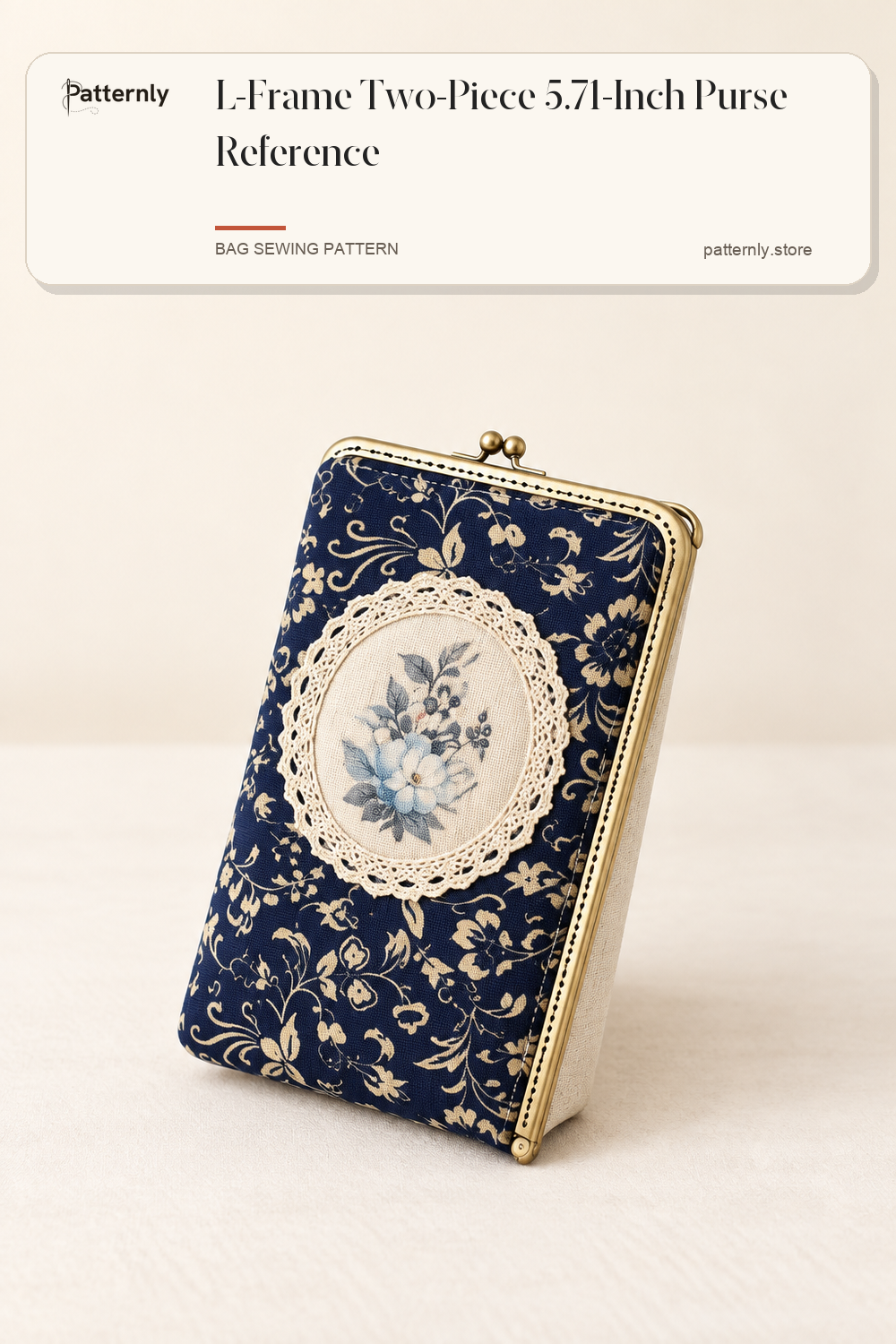 L-Frame Two-Piece 5.71-Inch Purse Reference — finished bag sewing pattern preview
