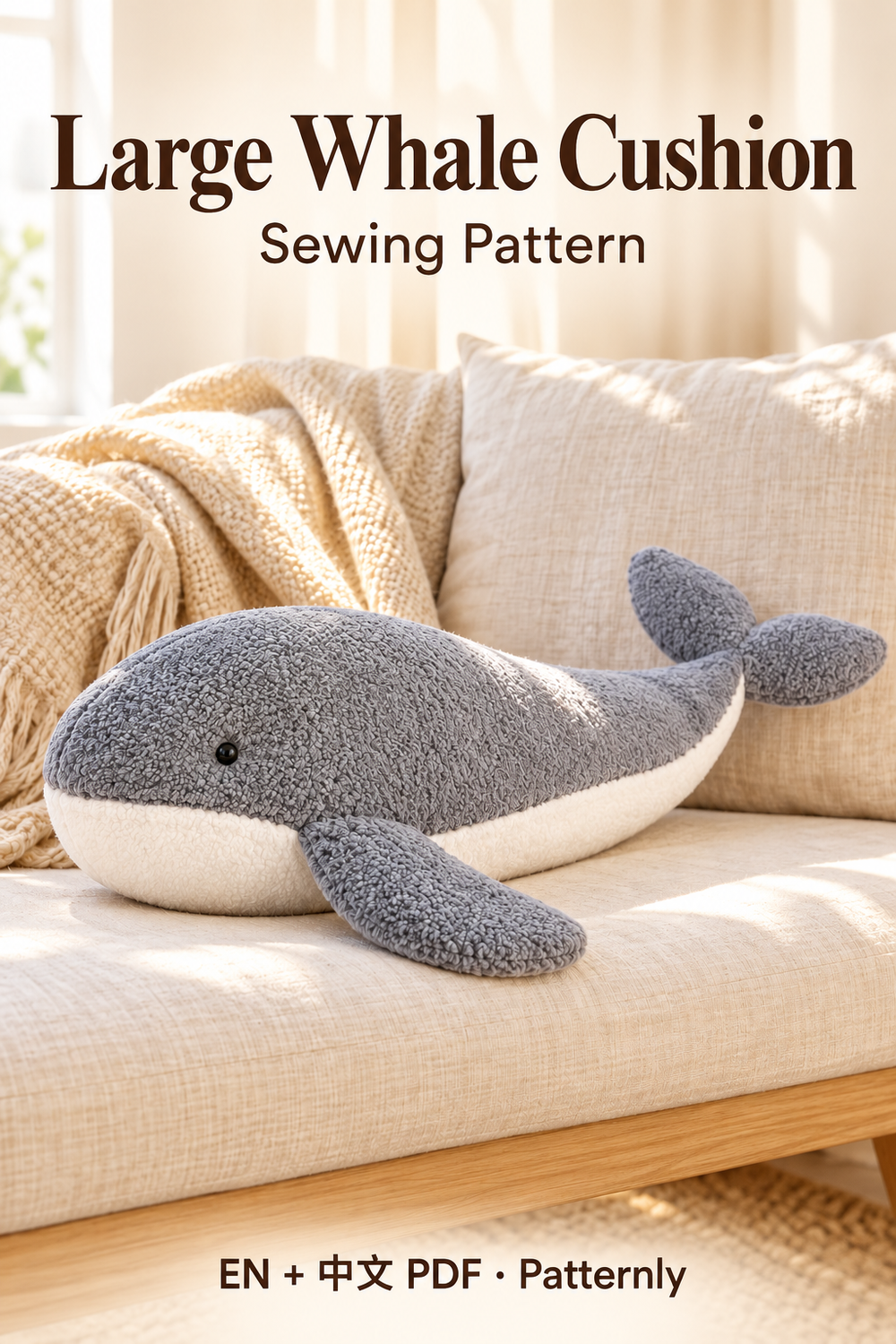 Large Whale Cushion Sewing Pattern cover
