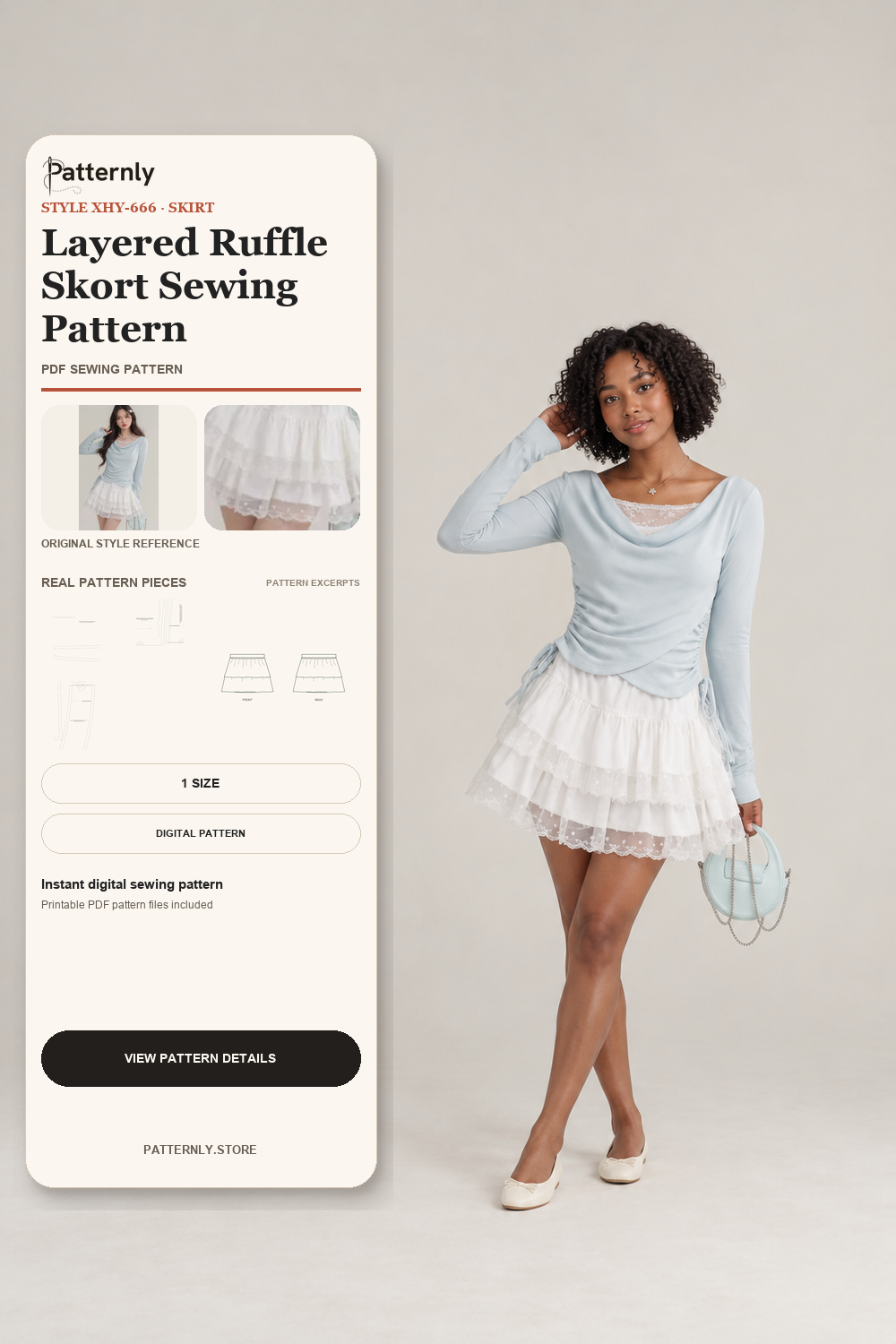 Layered Ruffle Skort Sewing Pattern cover