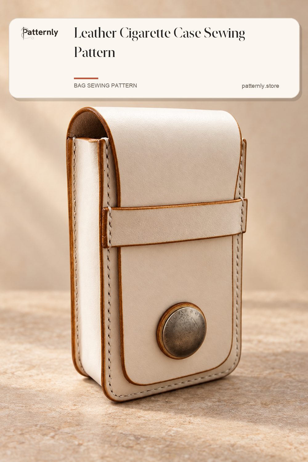 Leather Cigarette Case Sewing Pattern — finished leather accessory sewing pattern preview