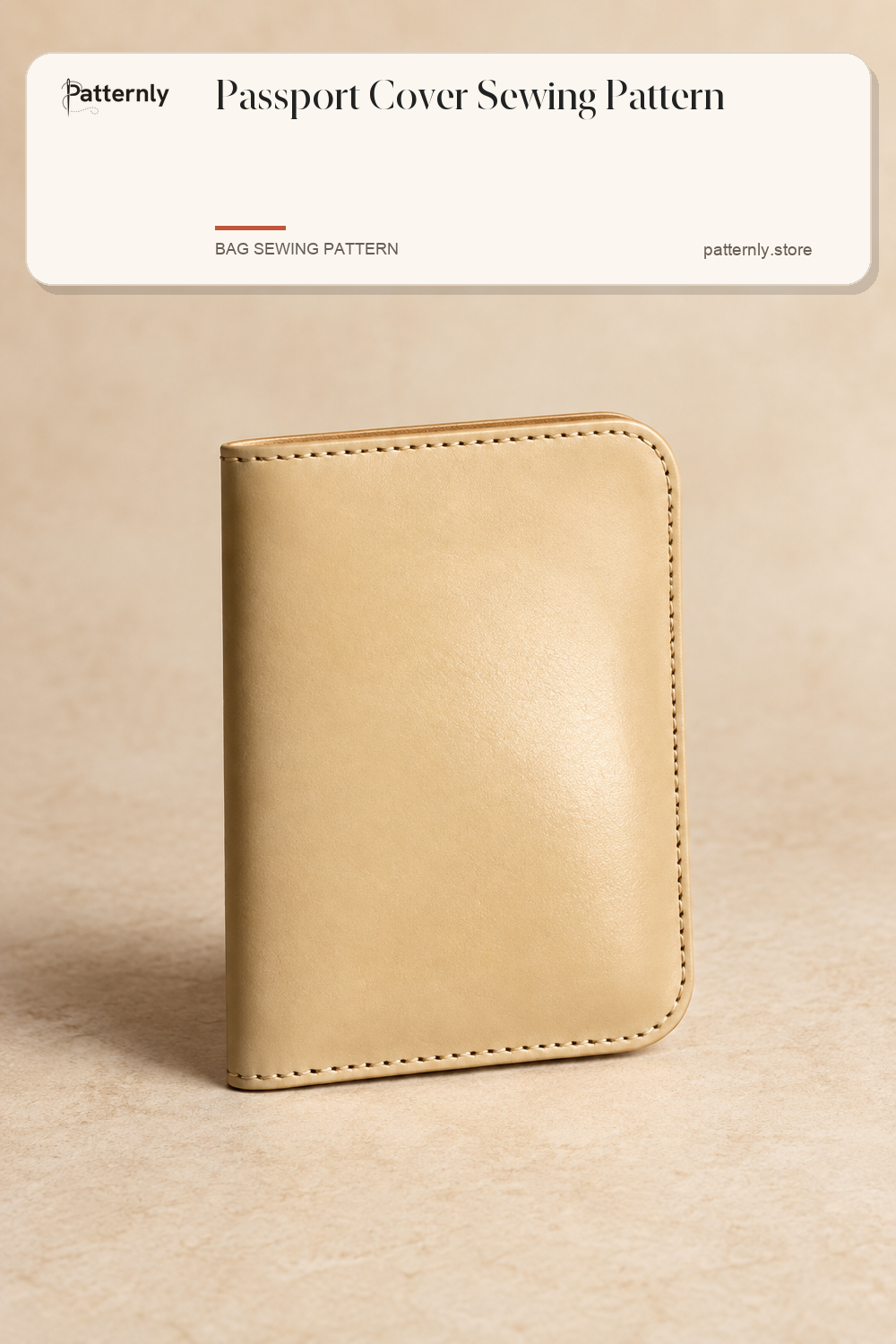 Passport Cover Sewing Pattern — finished leather accessory sewing pattern preview