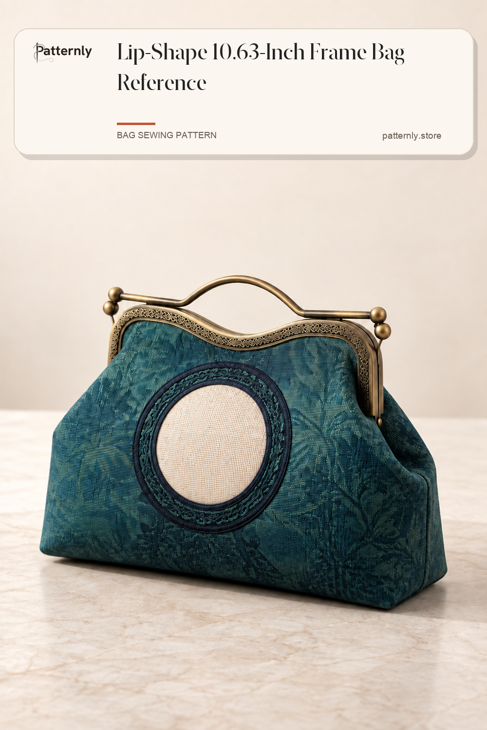 Lip-Shape 10.63-Inch Frame Bag Reference — finished bag sewing pattern preview