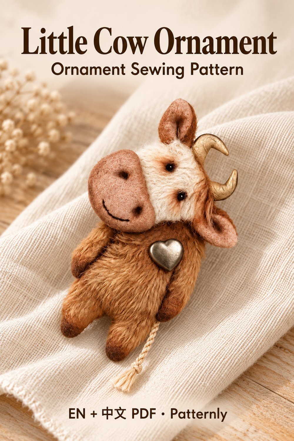 Little Cow Ornament Sewing Pattern cover