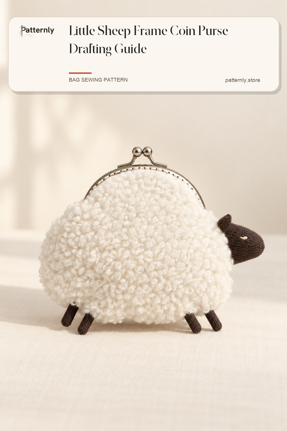 Little Sheep Frame Coin Purse Drafting Guide — finished bag sewing pattern preview