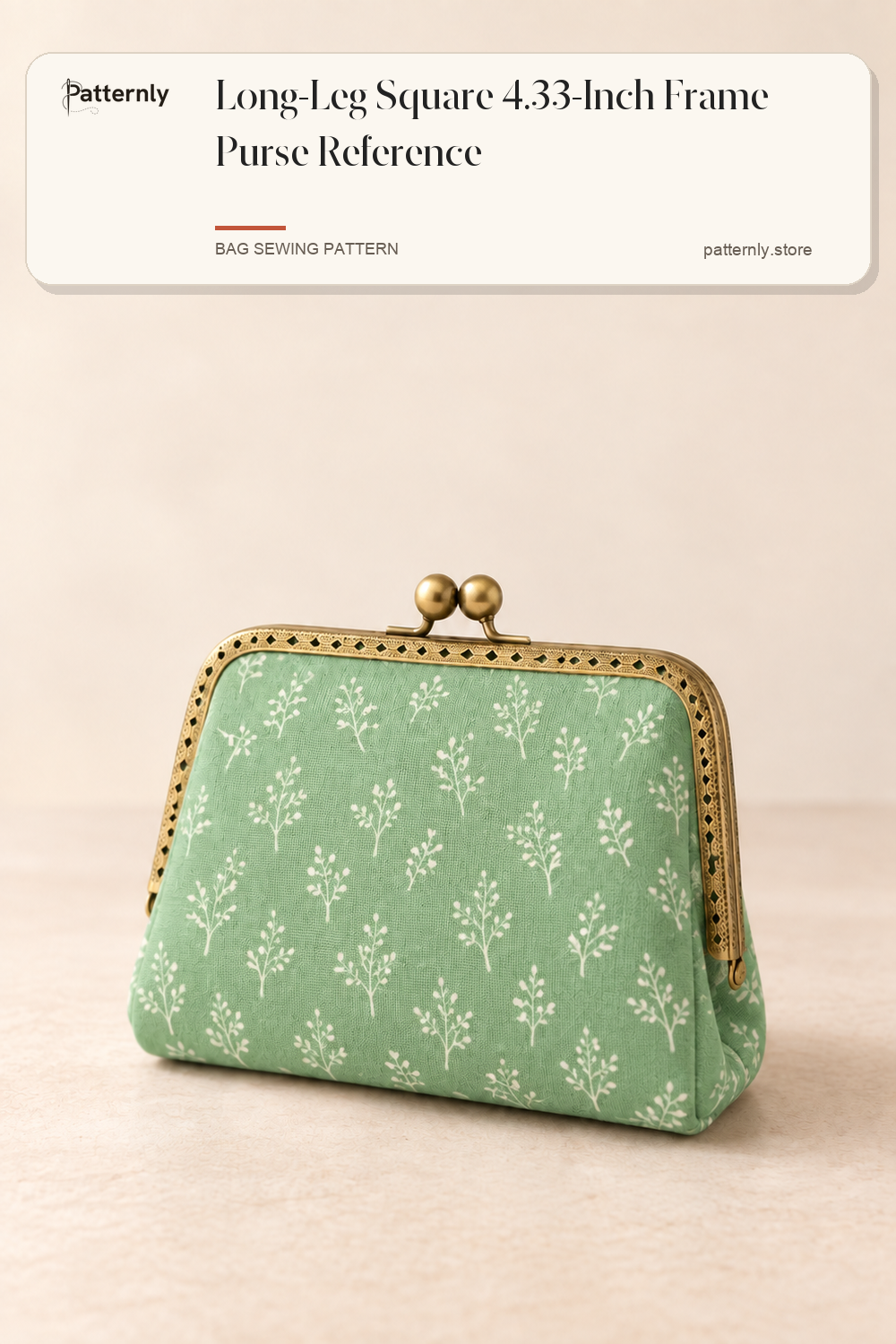Long-Leg Square 4.33-Inch Frame Purse Reference — finished bag sewing pattern preview