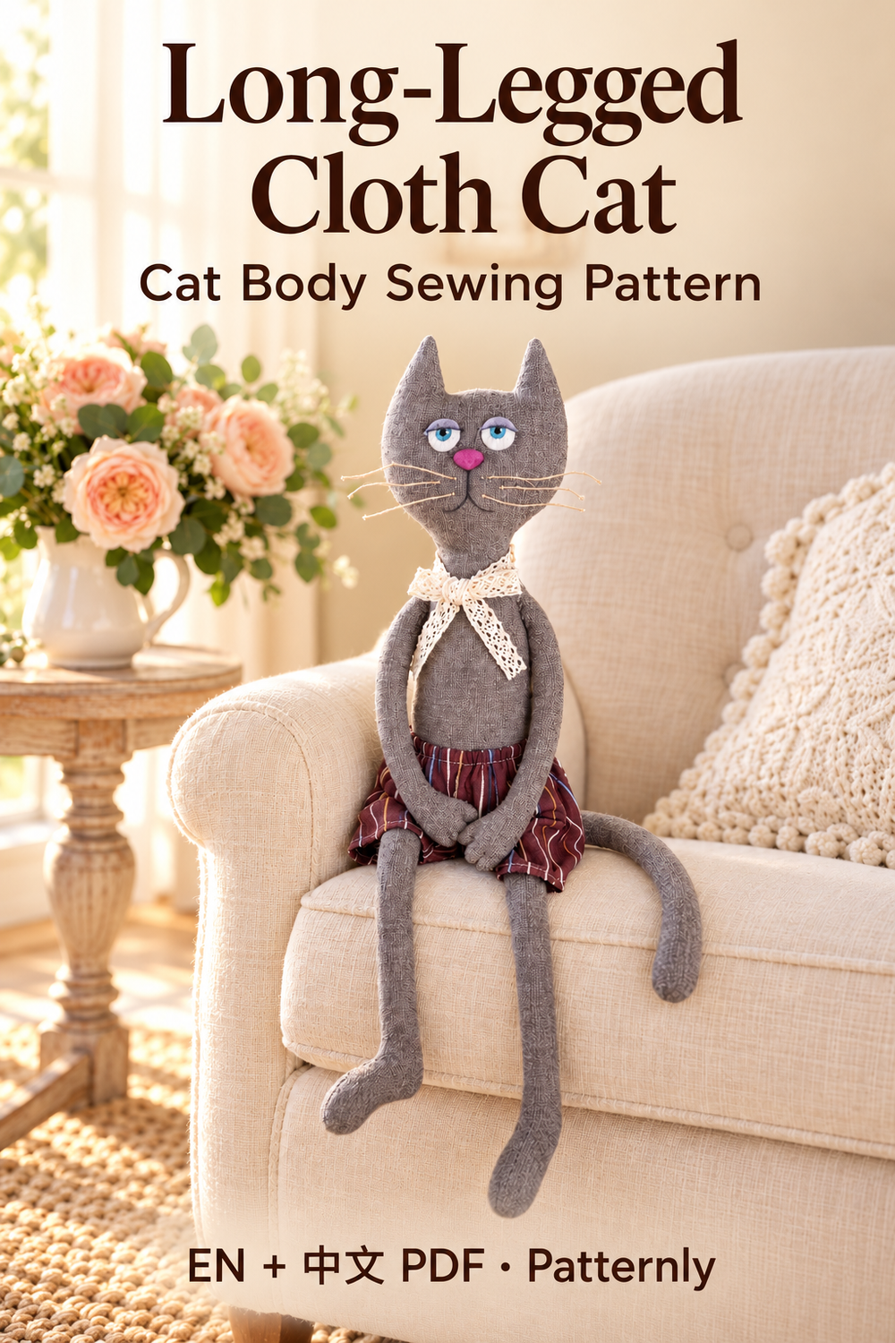 Long-Legged Cloth Cat Sewing Pattern cover