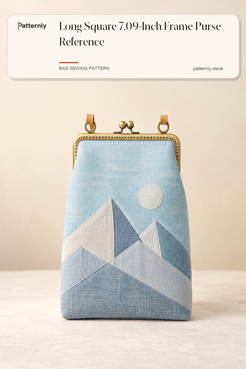 Long Square 7.09-Inch Frame Purse Reference — finished bag sewing pattern preview