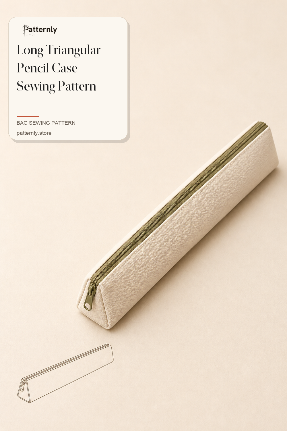 Long Triangular Pencil Case Sewing Pattern cover