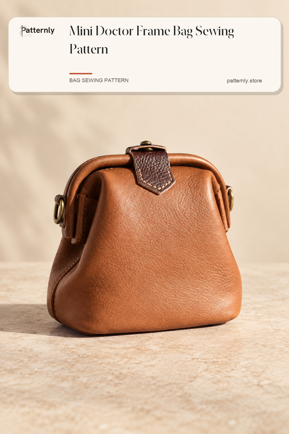 Mini Doctor Frame Bag Sewing Pattern — finished leather accessory sewing pattern preview