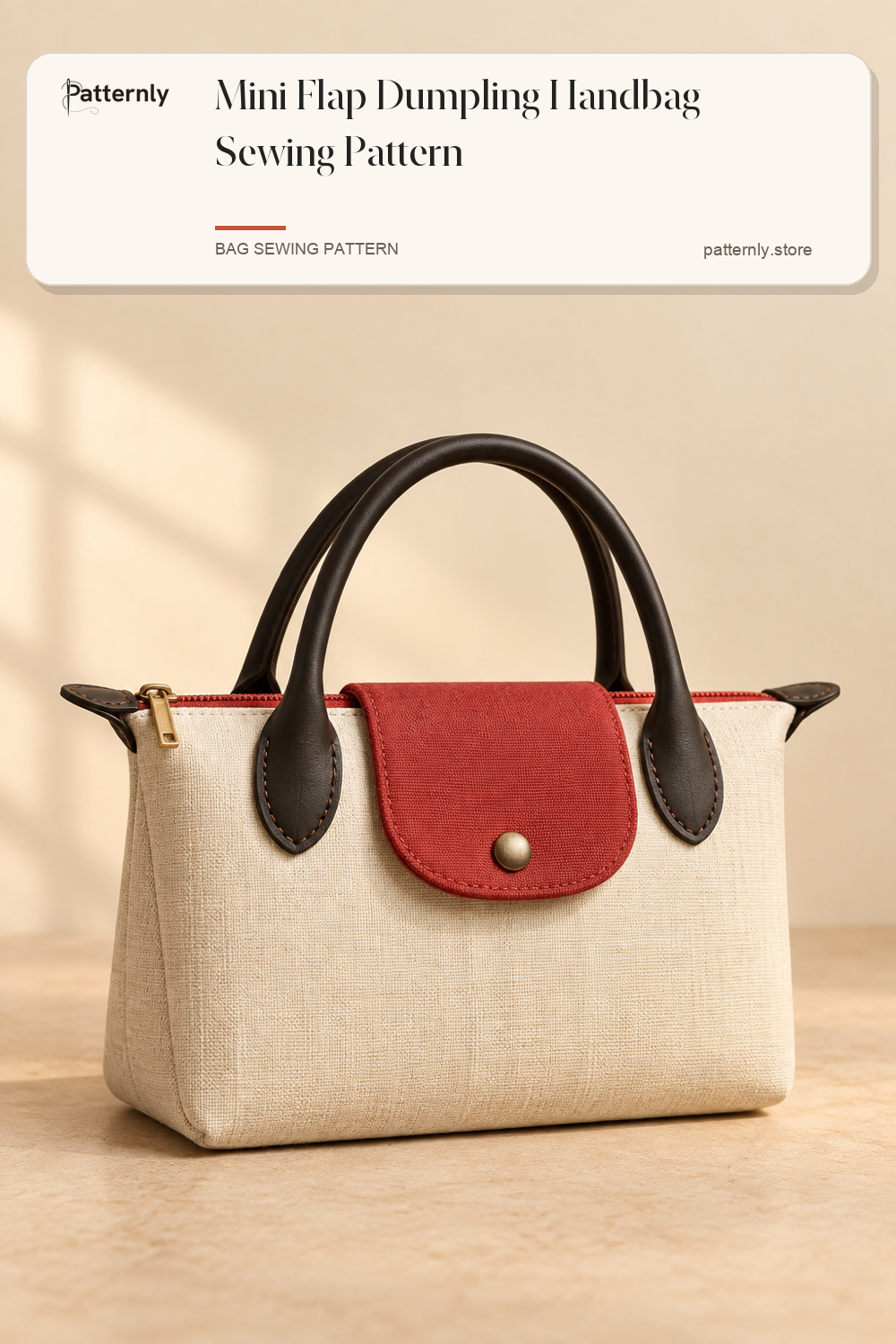 Mini Flap Dumpling Handbag Sewing Pattern — finished bag sewing pattern preview
