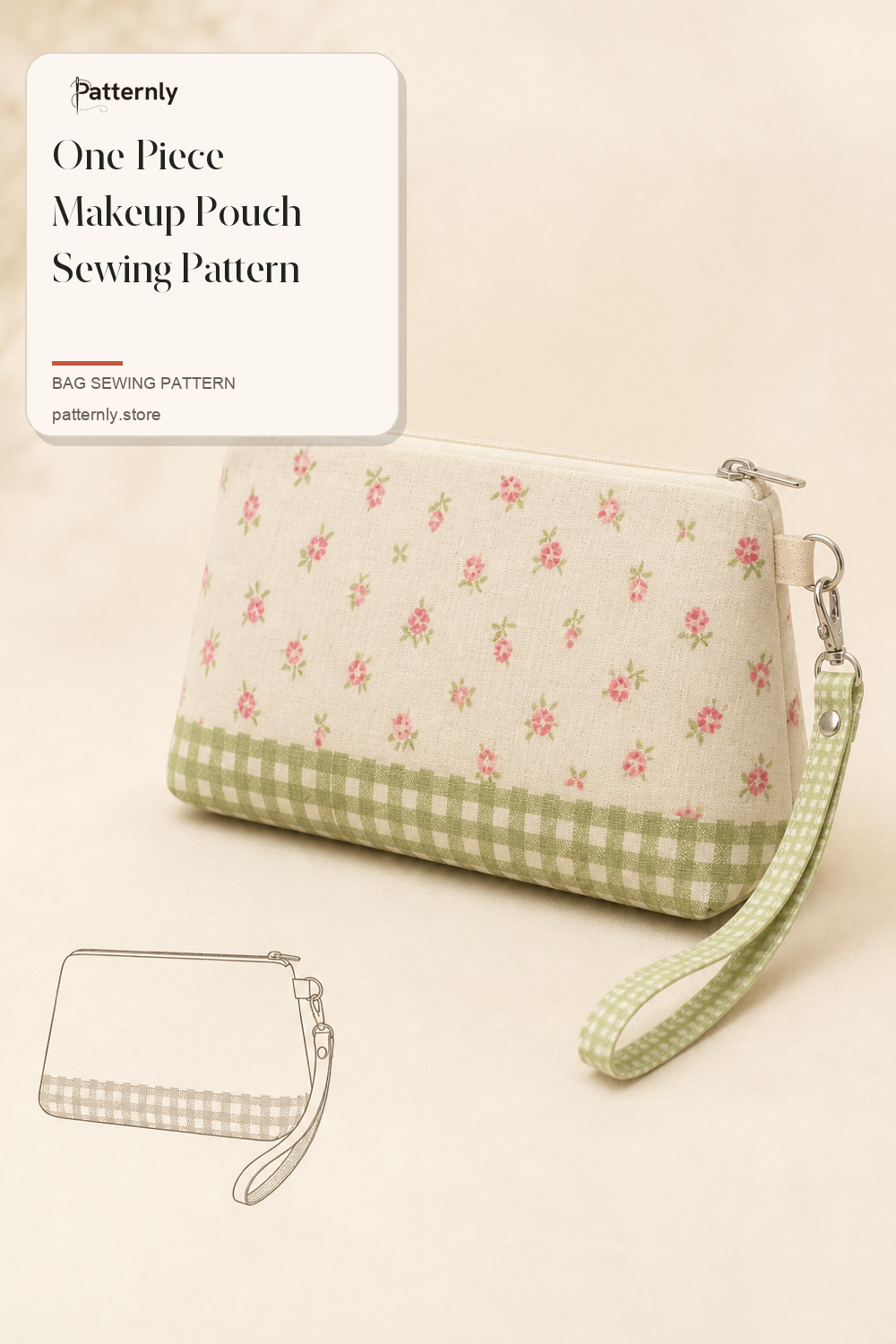 One-Piece Makeup Pouch Sewing Pattern cover
