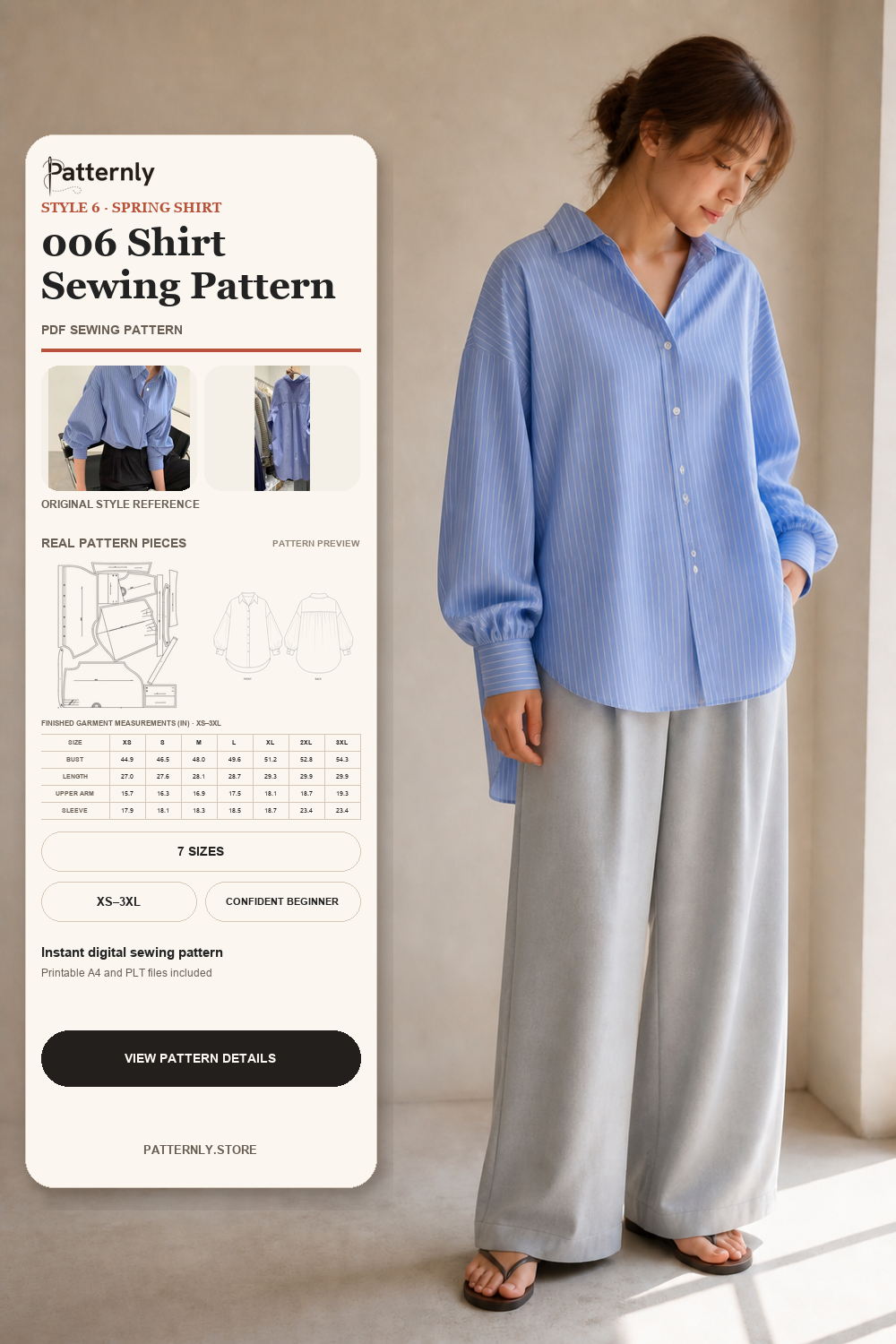 Women's Relaxed Collared Shirt Sewing Pattern 006 cover
