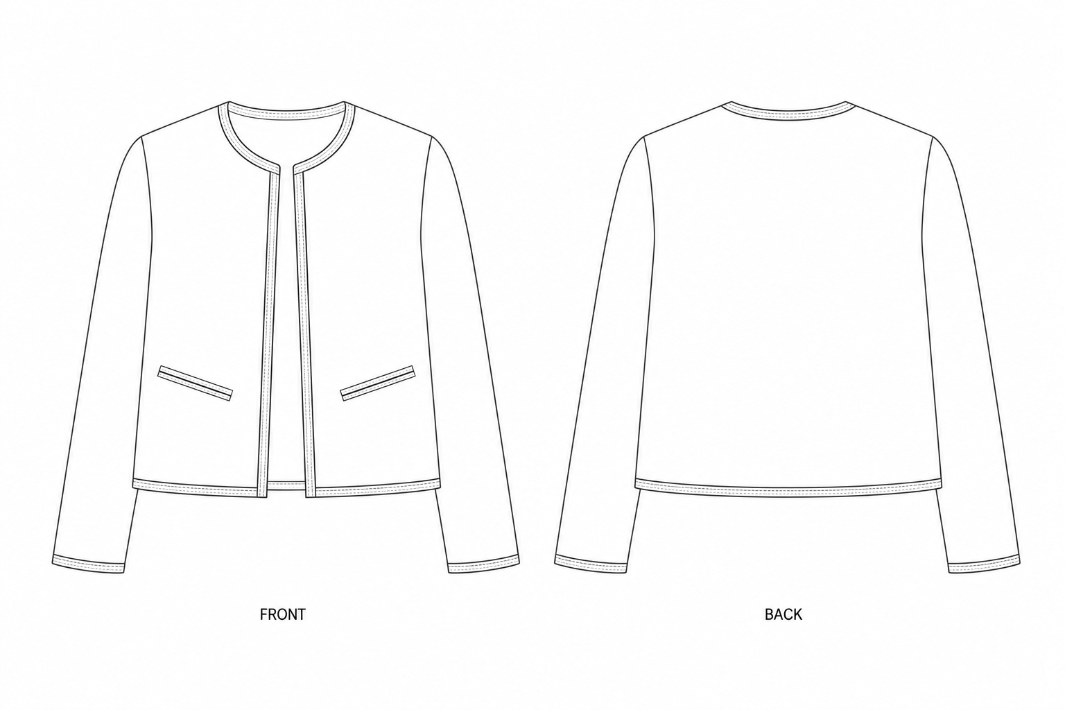pattern-025 front and back technical drawing