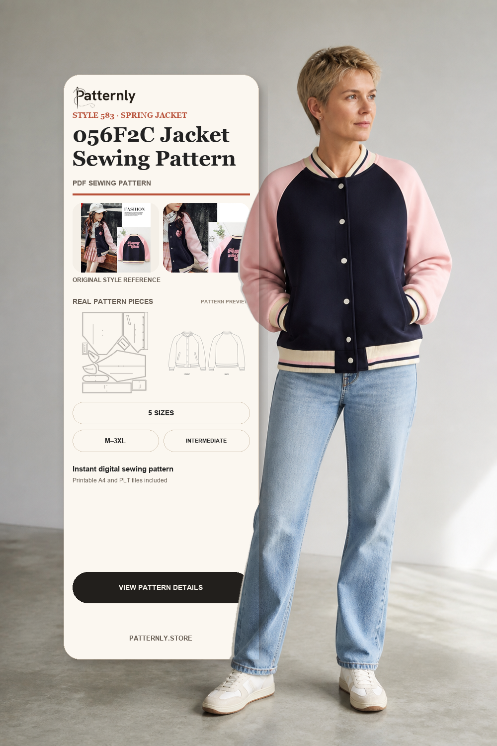 Adult Baseball Jacket Sewing Pattern cover