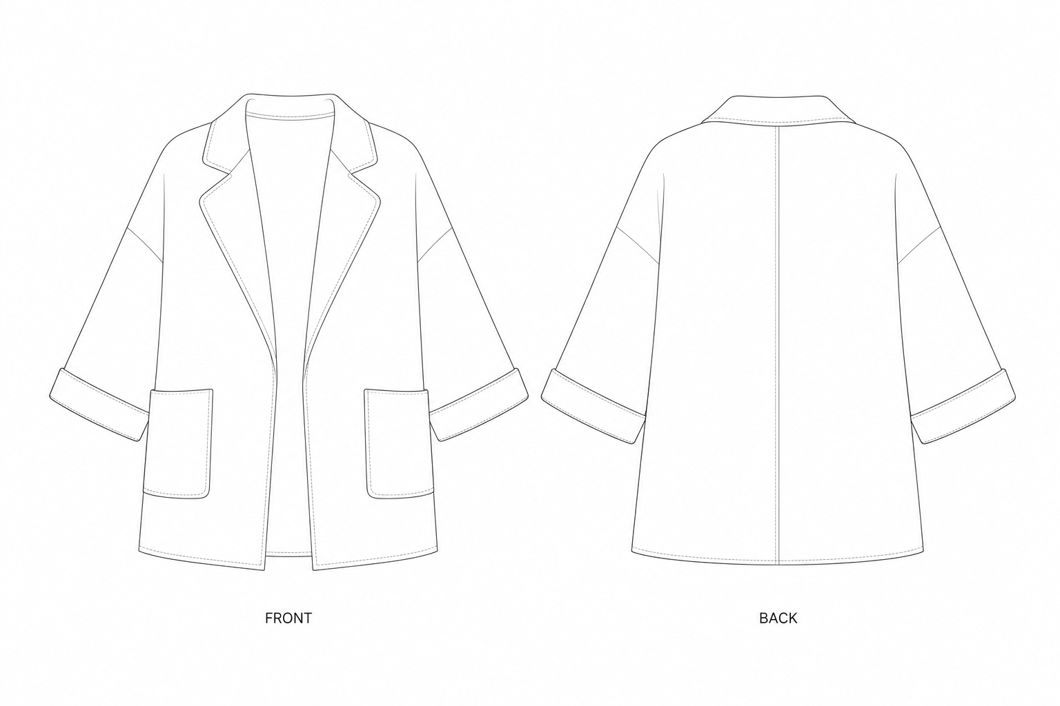 pattern-067 front and back technical drawing