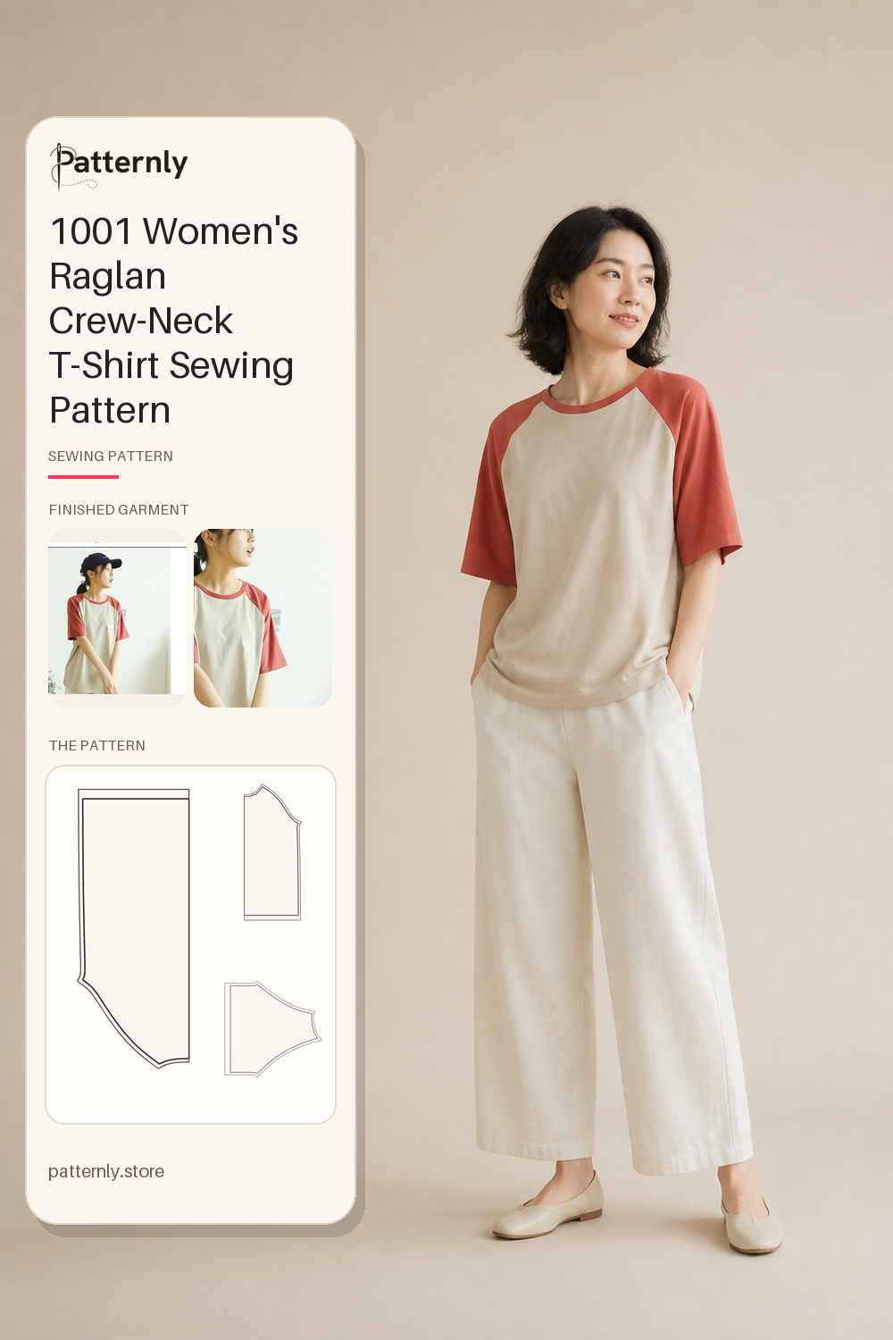 1001 Women's Raglan Crew-Neck T-Shirt Sewing Pattern cover