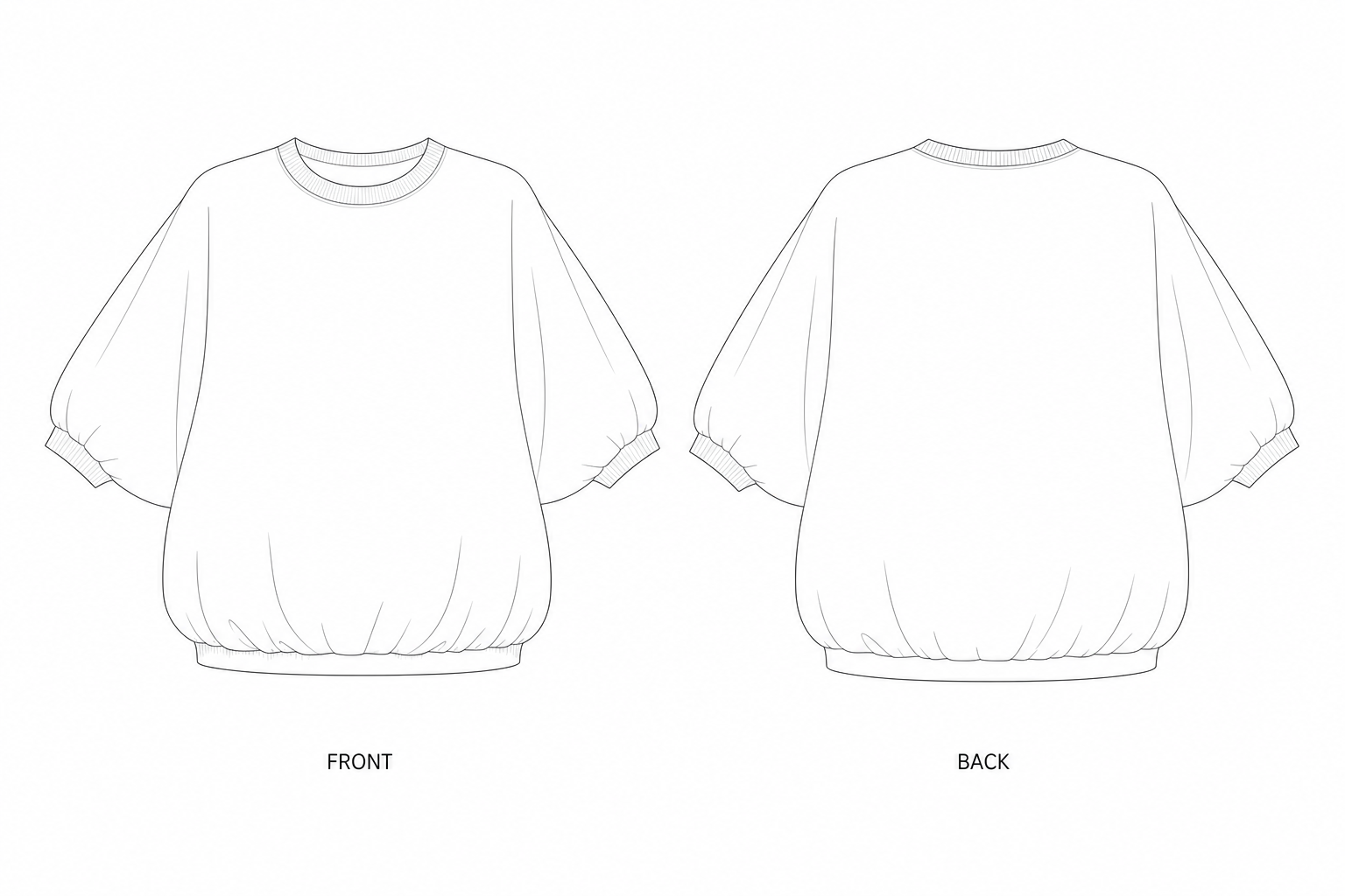 pattern-1007 front and back technical drawing