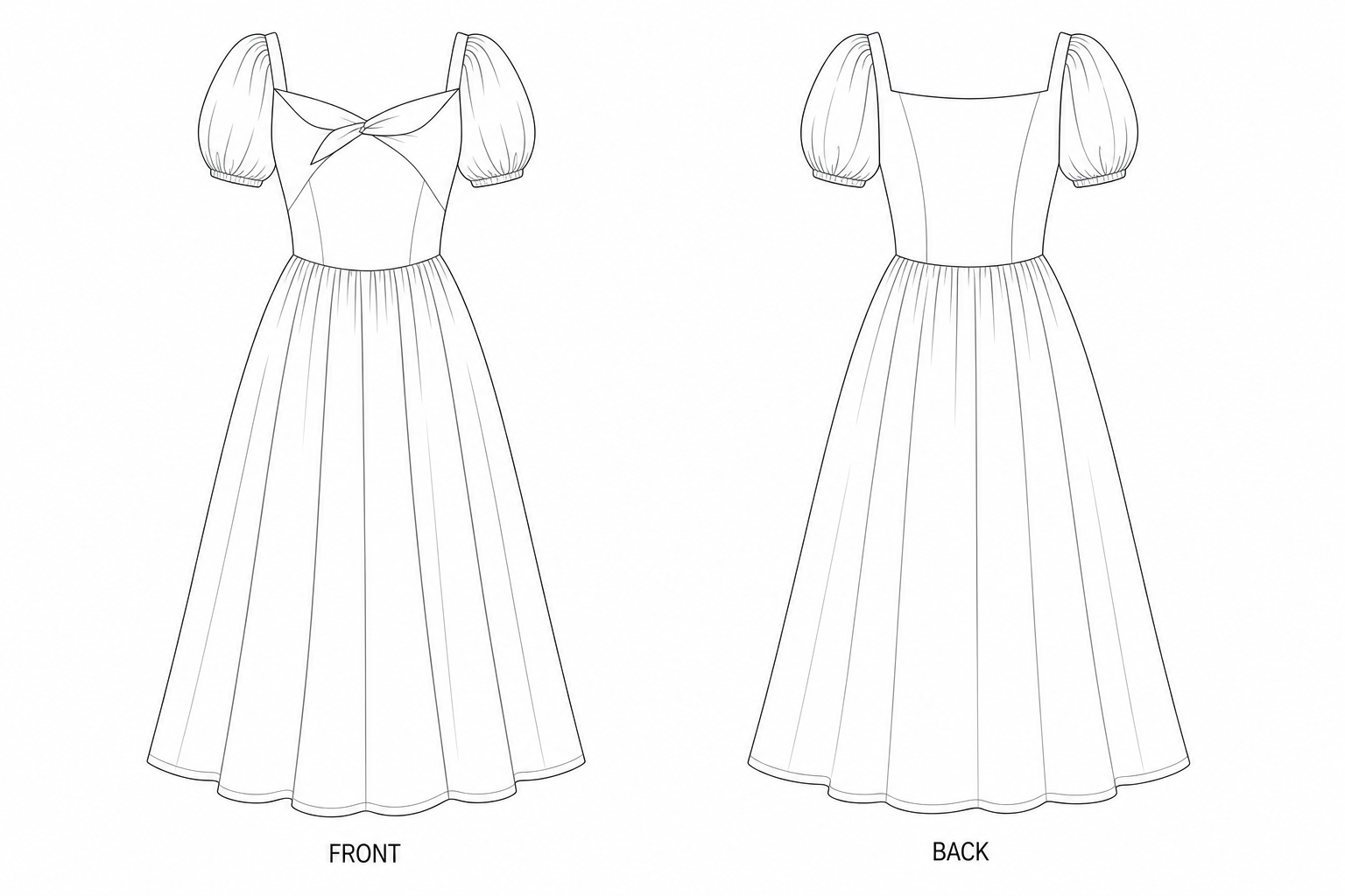 pattern-1045 front and back technical drawing