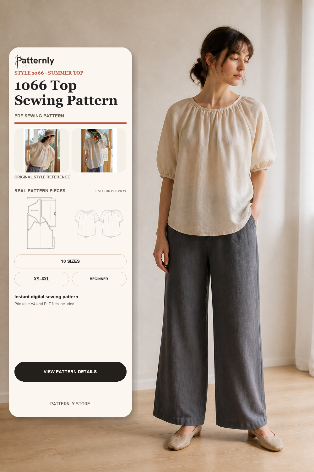 Linen Blouse Sewing Pattern 1066 cover